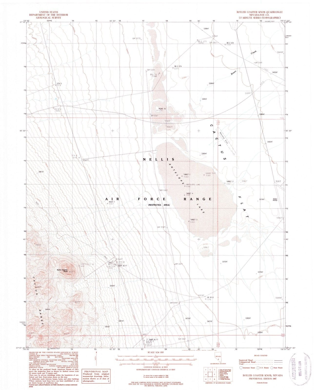 1987 Roller Coaster Knob, NV - Nevada - USGS Topographic Map