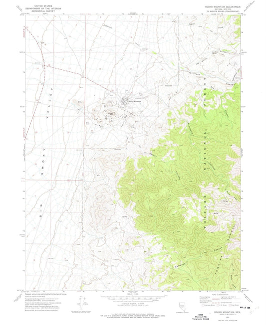 1971 Round Mountain, NV - Nevada - USGS Topographic Map