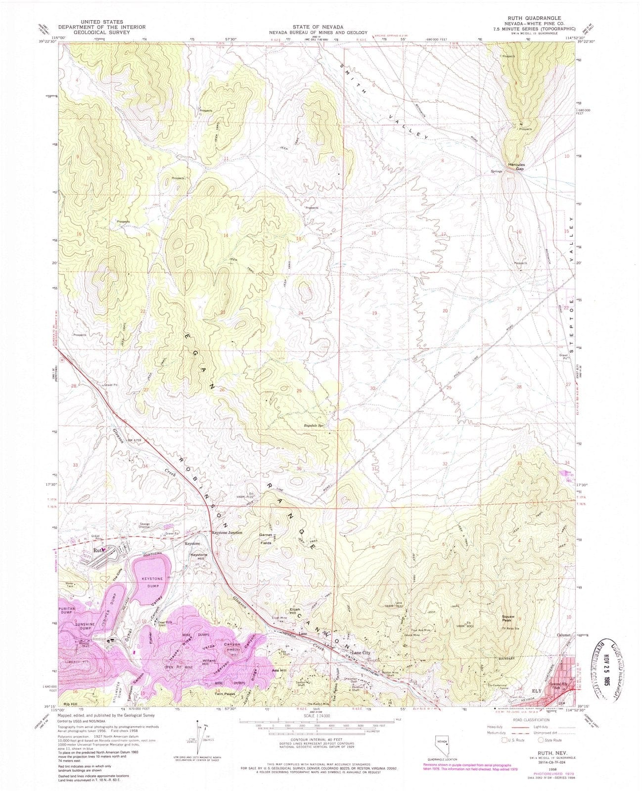 1958 Ruth, NV - Nevada - USGS Topographic Map