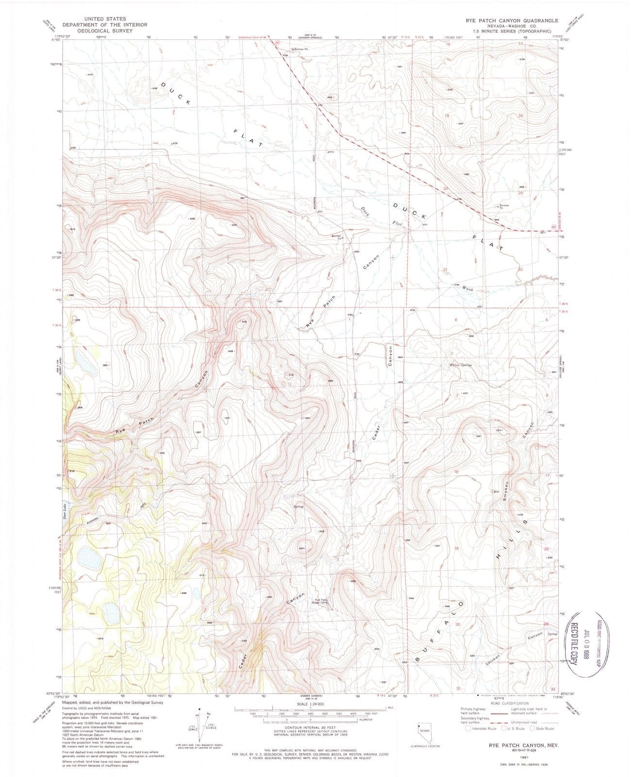 1981 Rye Patch Canyon, NV - Nevada - USGS Topographic Map