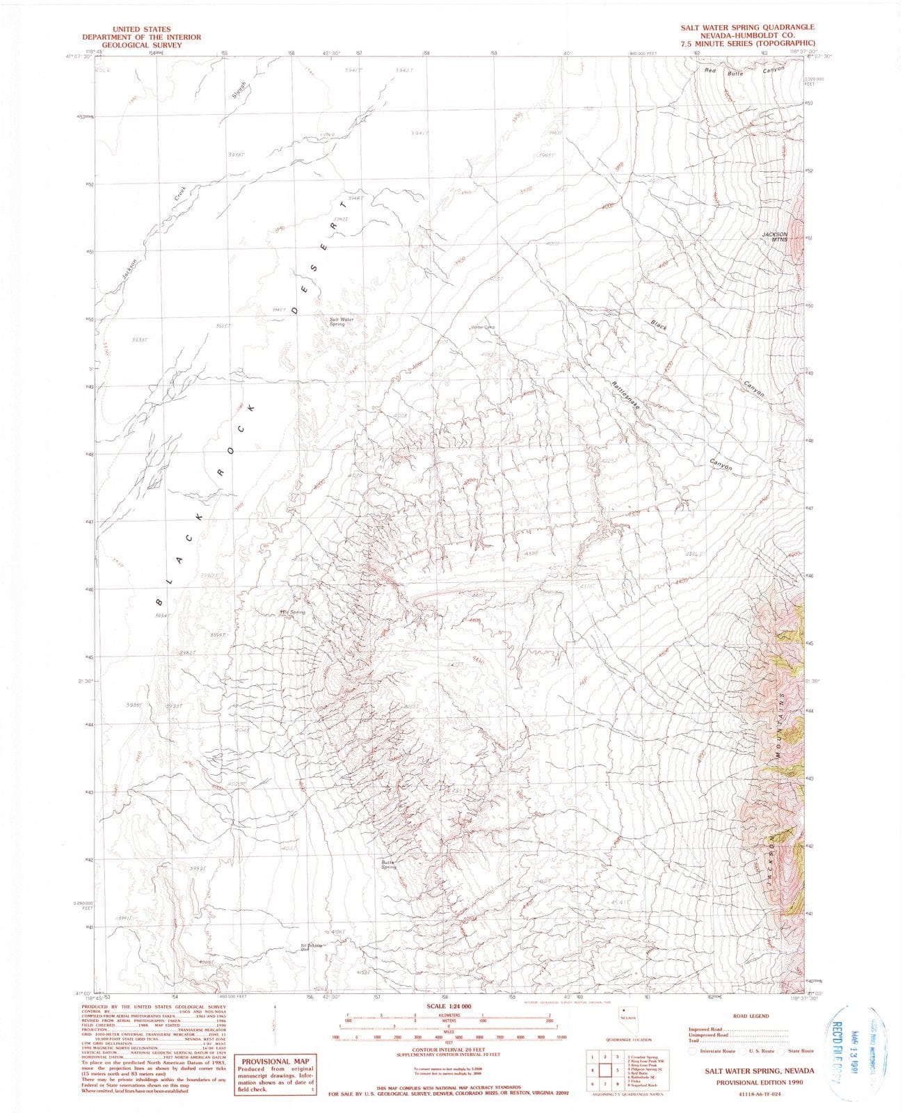 1990 Salt Water Spring, NV - Nevada - USGS Topographic Map
