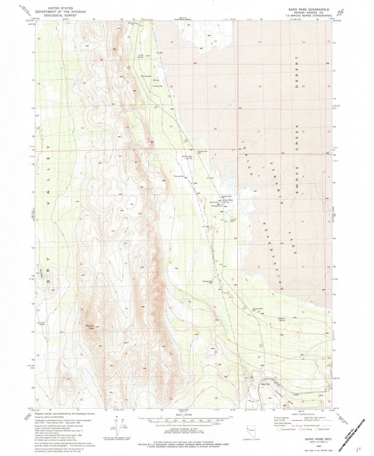 1980 Sand Pass, NV - Nevada - USGS Topographic Map