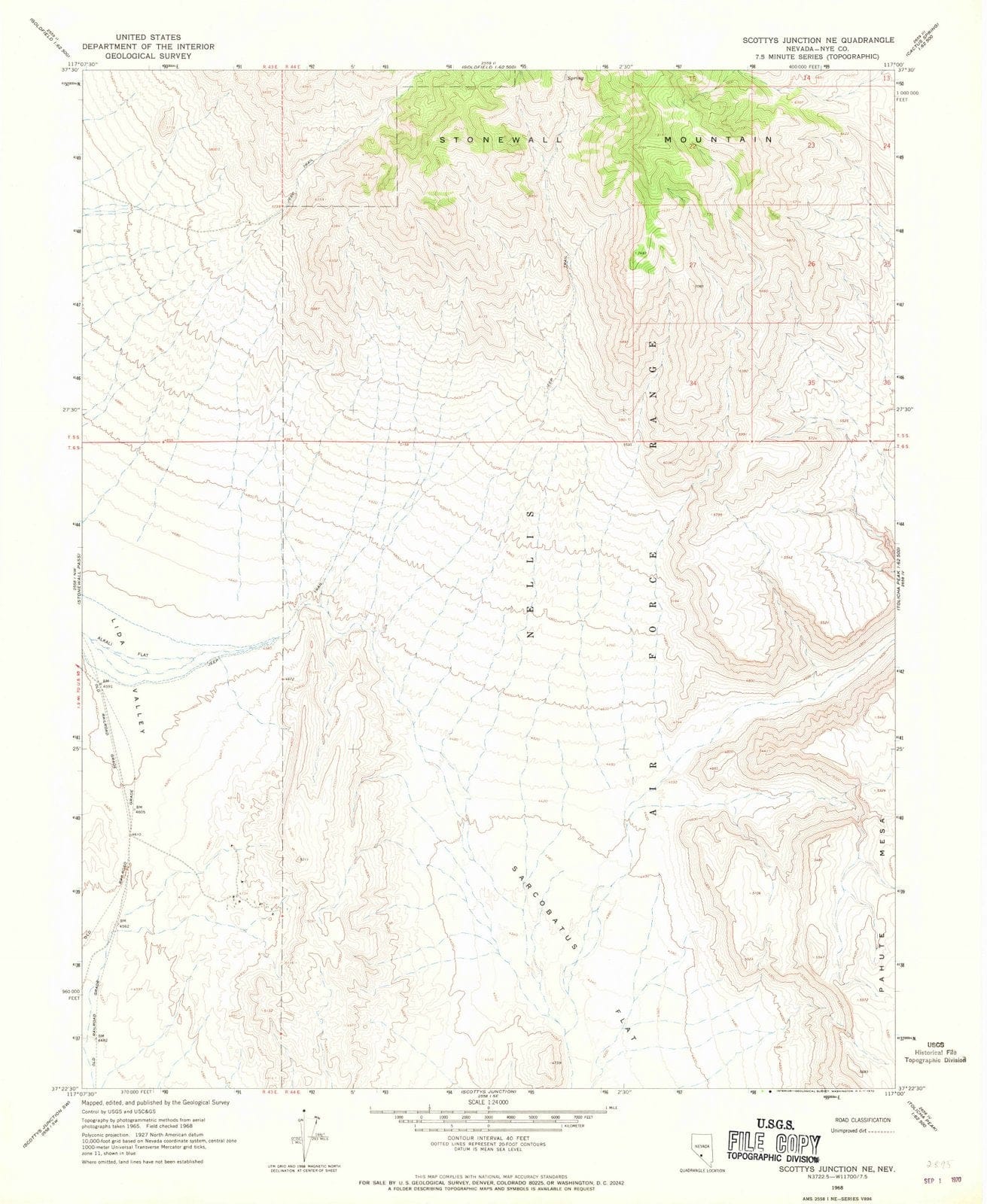 1968 Scottys Junction, NV - Nevada - USGS Topographic Map