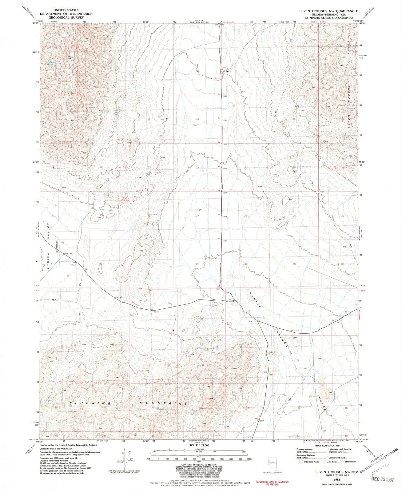 1982 Seven Troughs, NV - Nevada - USGS Topographic Map