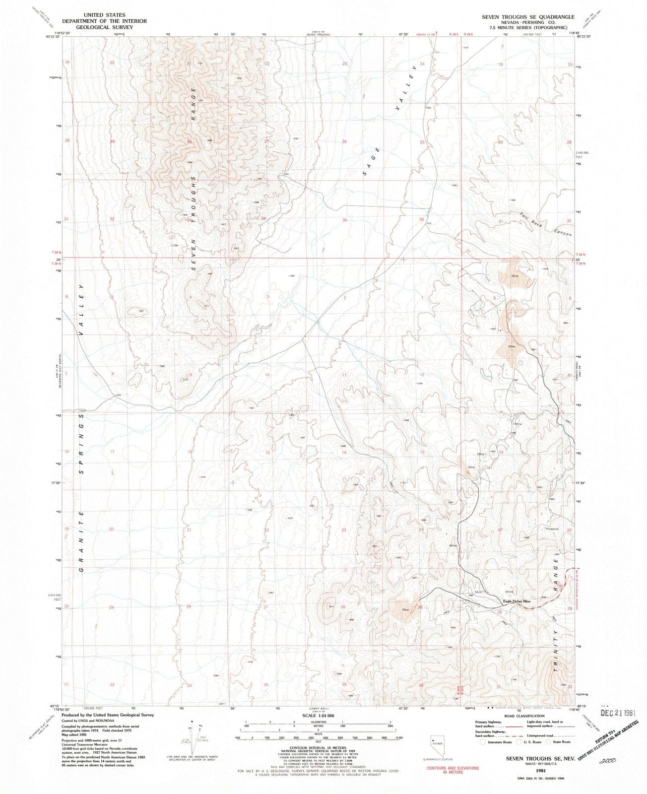 1981 Seven Troughs, NV - Nevada - USGS Topographic Map