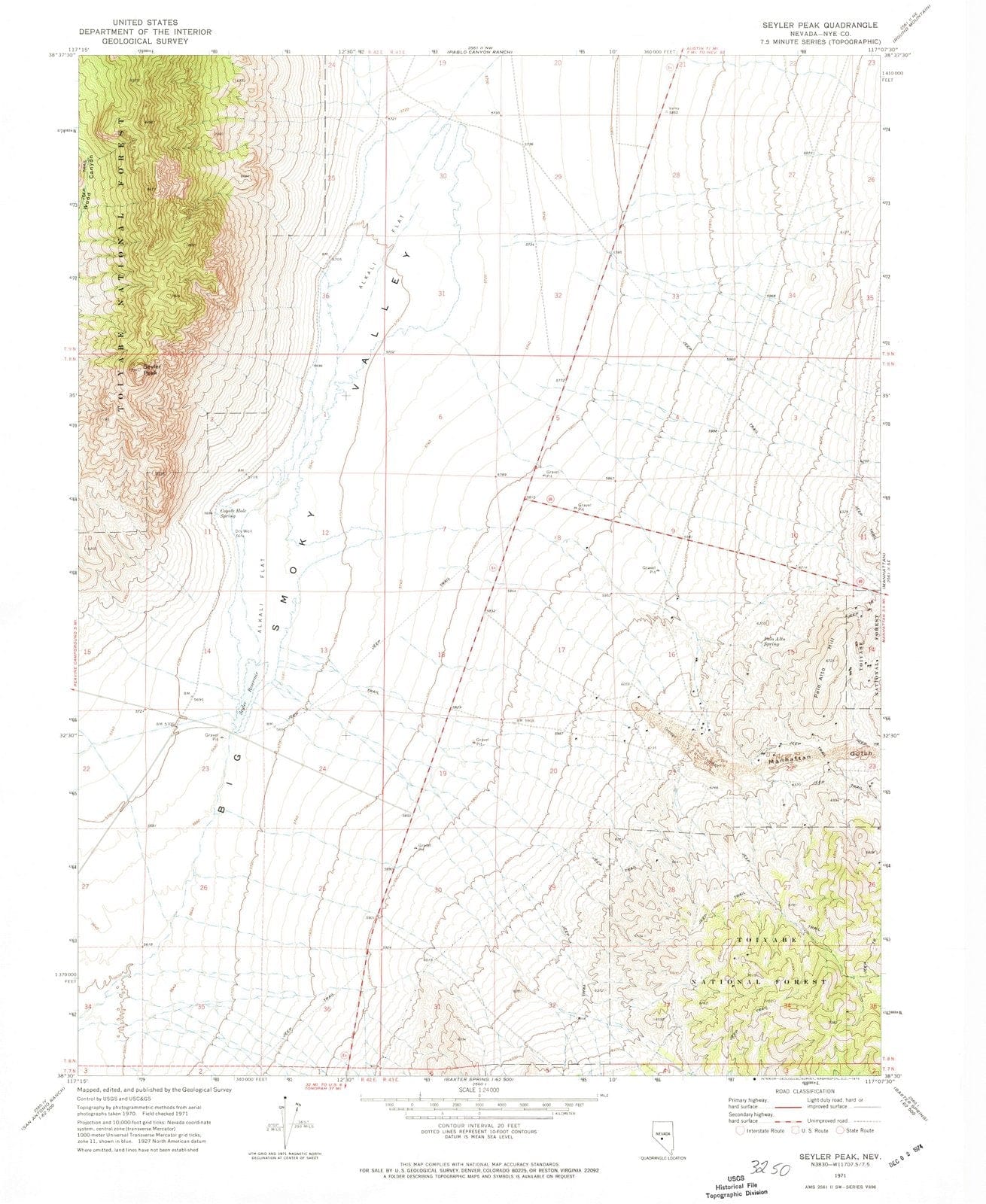 1971 Seyler Peak, NV - Nevada - USGS Topographic Map