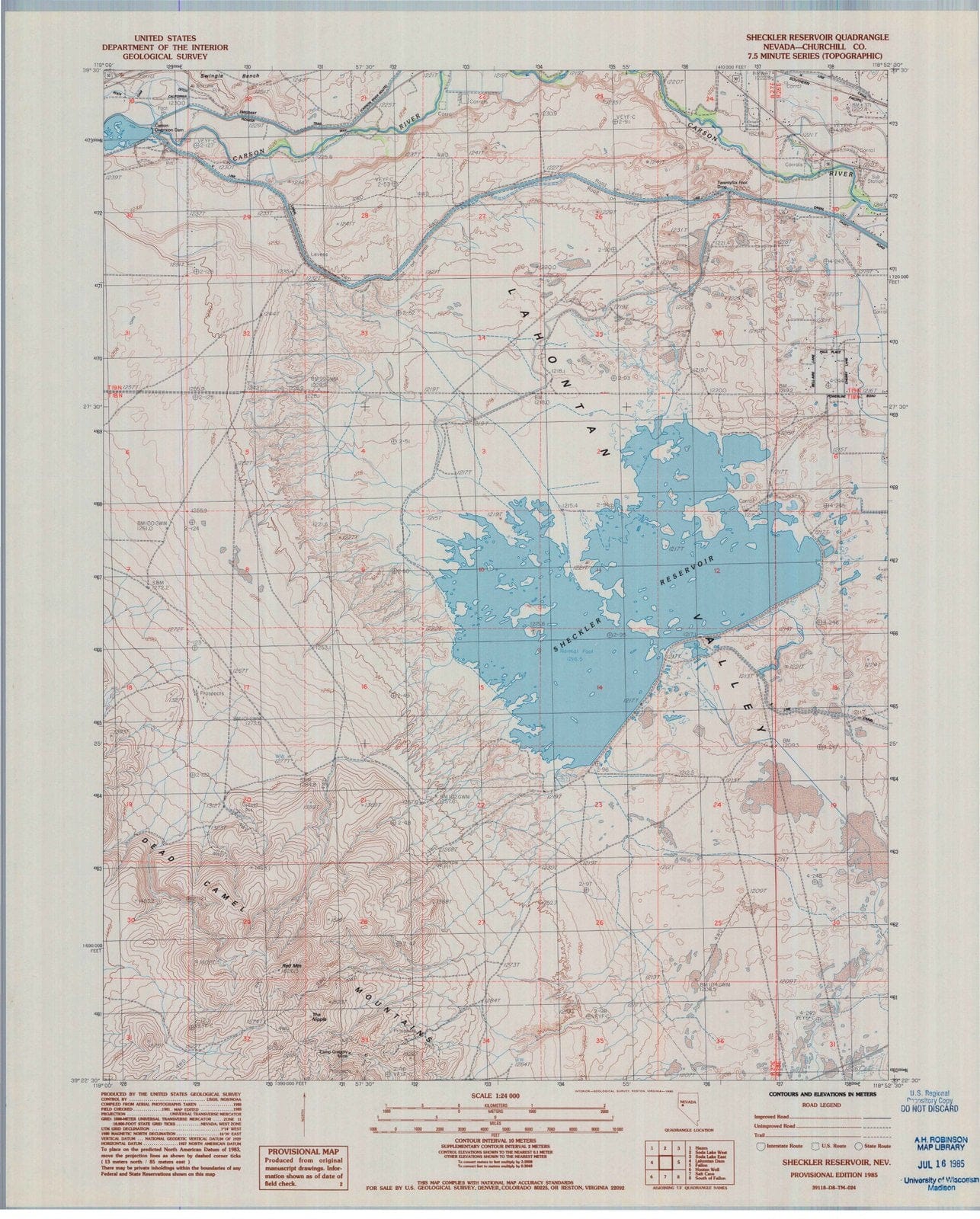 1985 Sheckler Reservoir, NV - Nevada - USGS Topographic Map