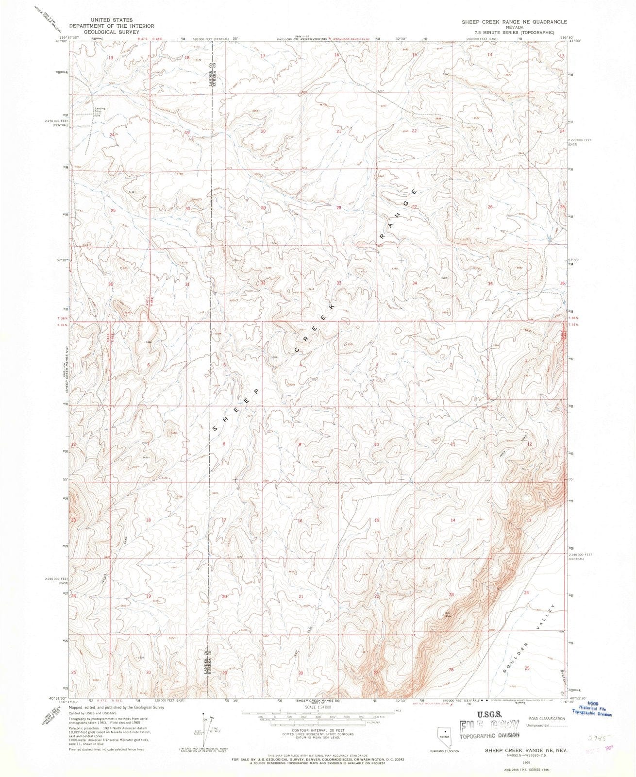 1965 Sheep Creek Range, NV - Nevada - USGS Topographic Map