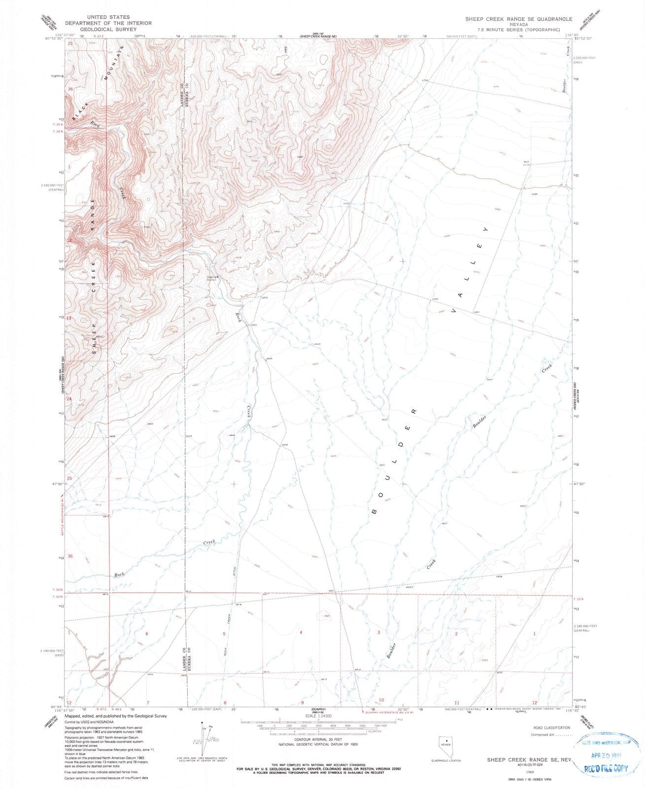 1965 Sheep Creek Range, NV - Nevada - USGS Topographic Map v3