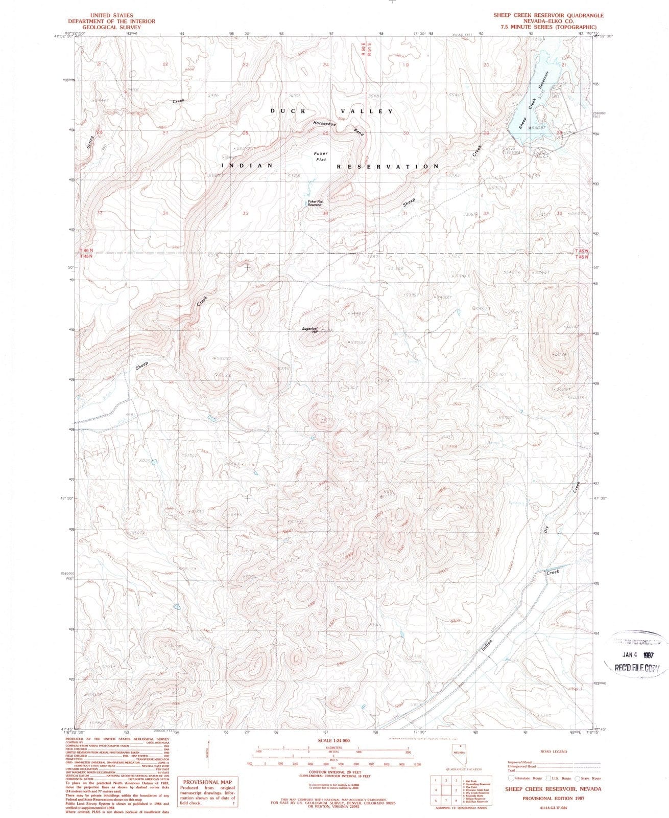 1987 Sheep Creek Reservoir, NV - Nevada - USGS Topographic Map