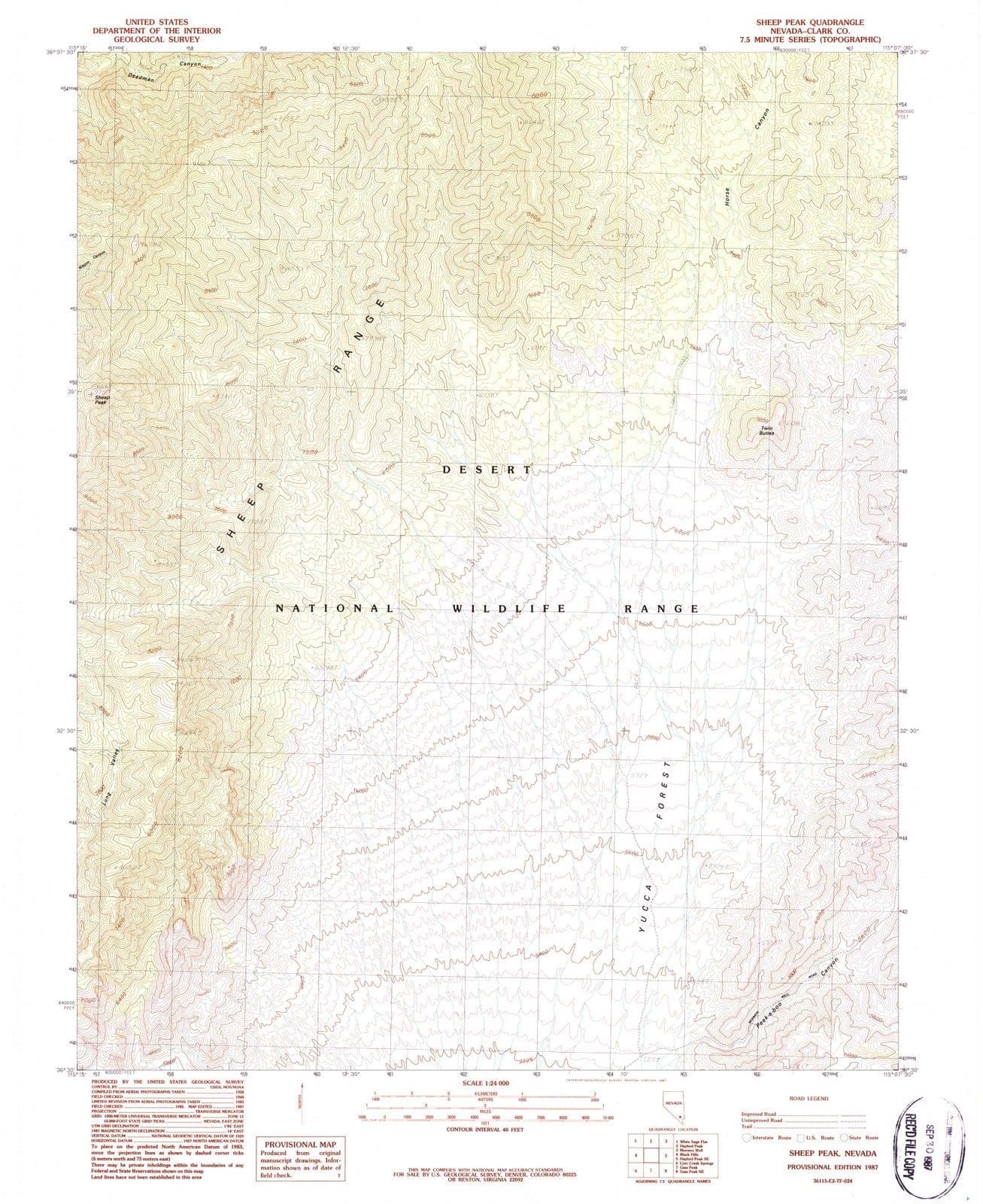 1987 Sheep Peak, NV - Nevada - USGS Topographic Map