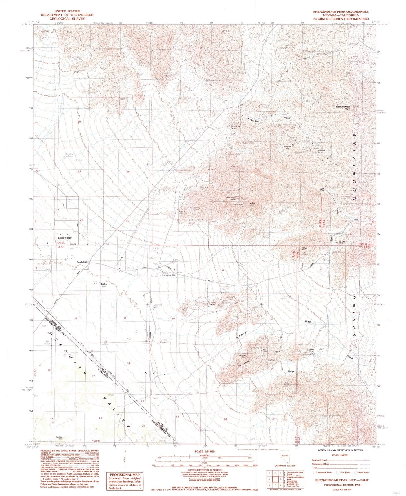 1985 Shenandoah Peak, NV - Nevada - USGS Topographic Map