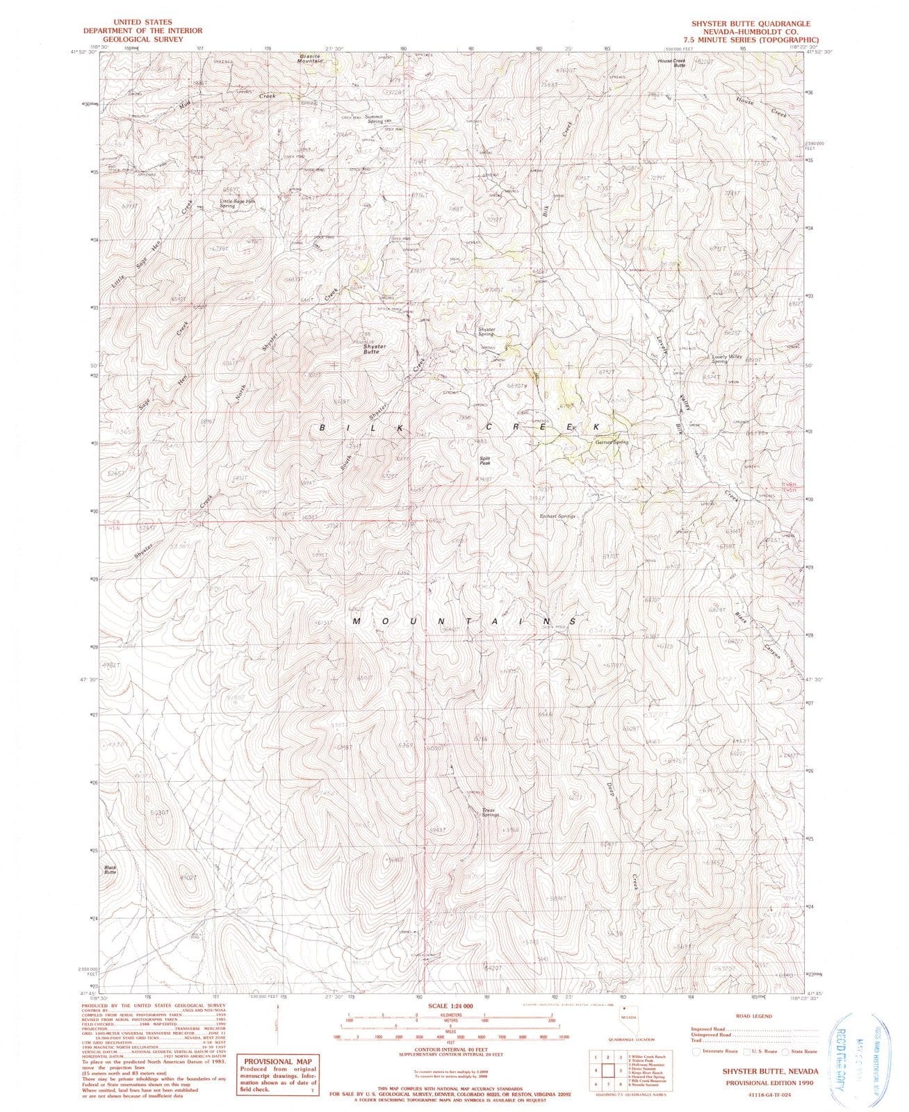 1990 Shyster Butte, NV - Nevada - USGS Topographic Map