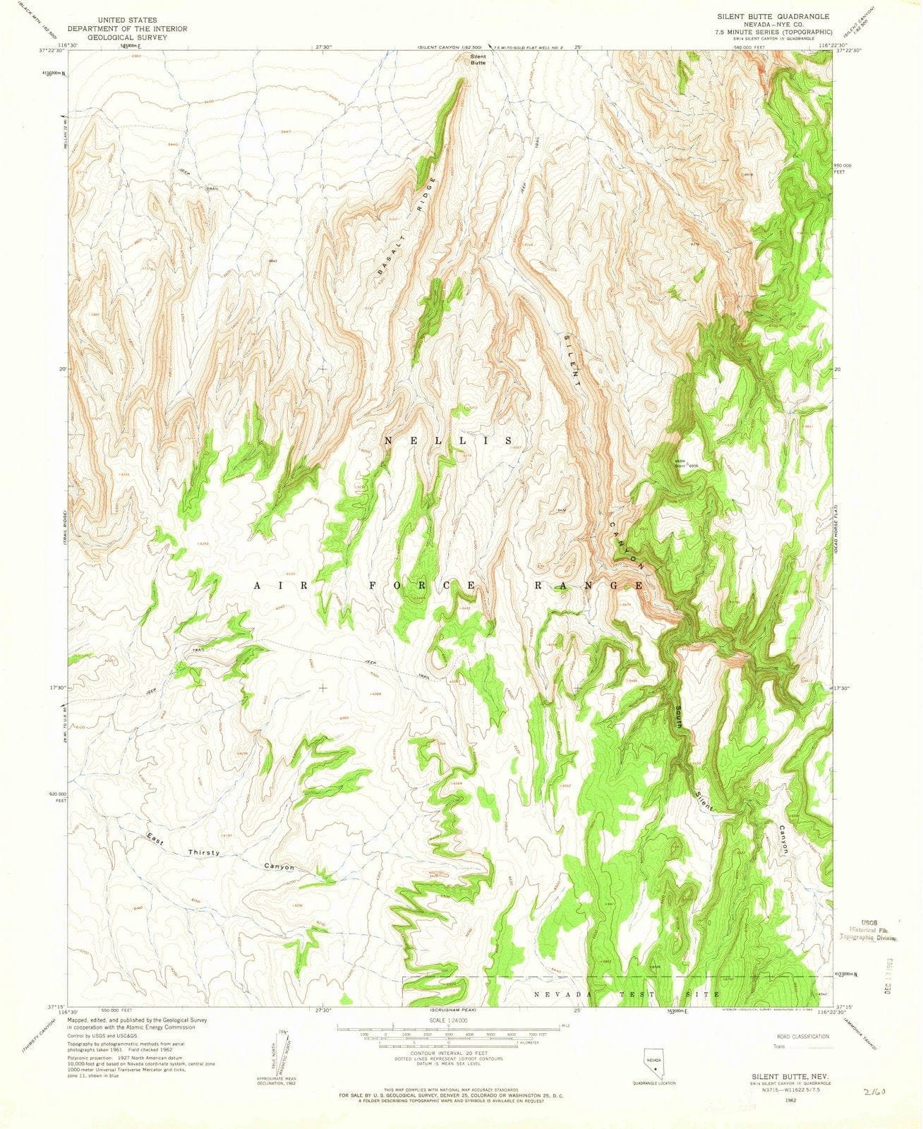 1962 Silent Butte, NV - Nevada - USGS Topographic Map