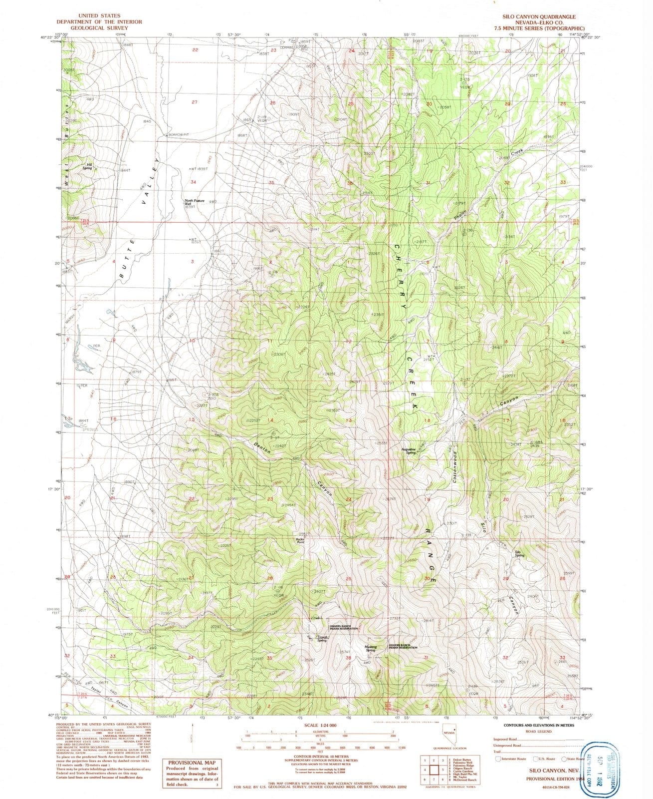 1984 Silo Canyon, NV - Nevada - USGS Topographic Map
