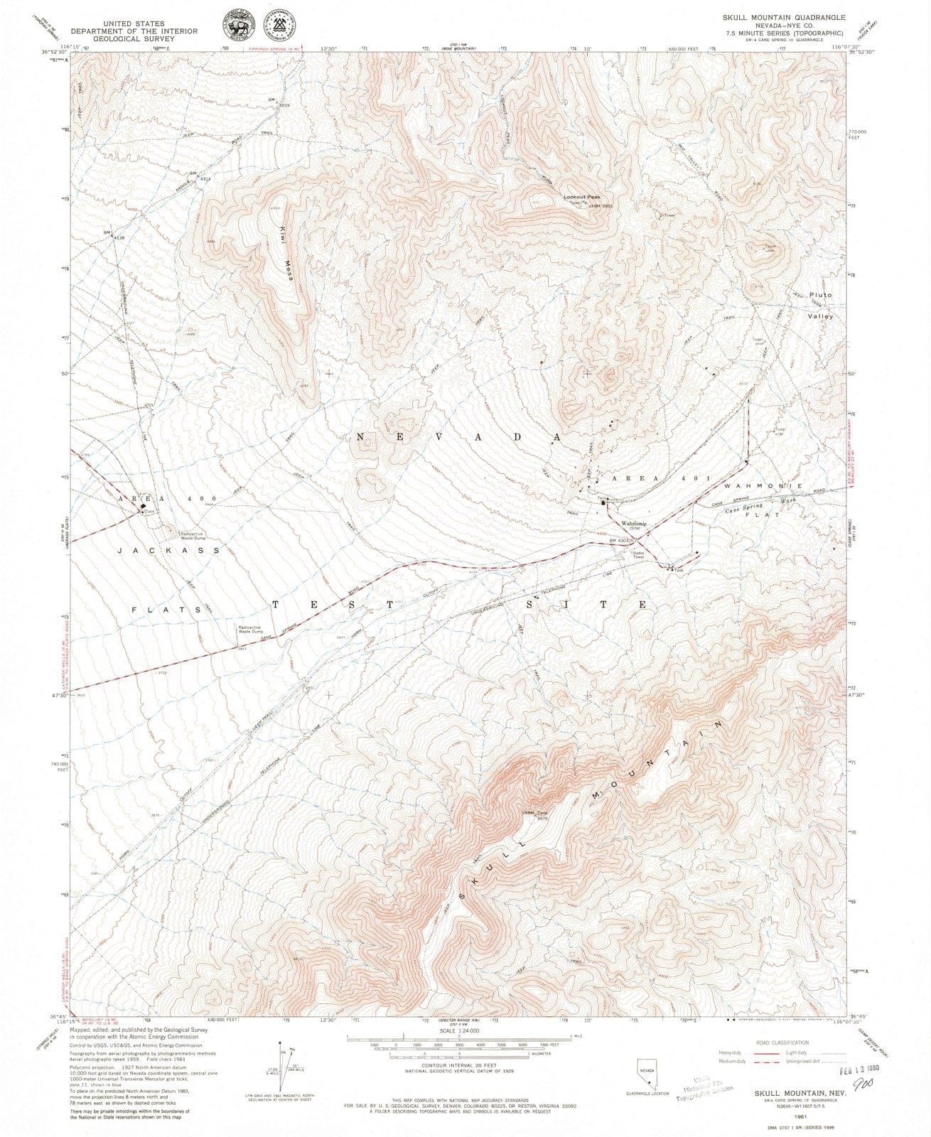 1961 Skull Mountain, NV - Nevada - USGS Topographic Map