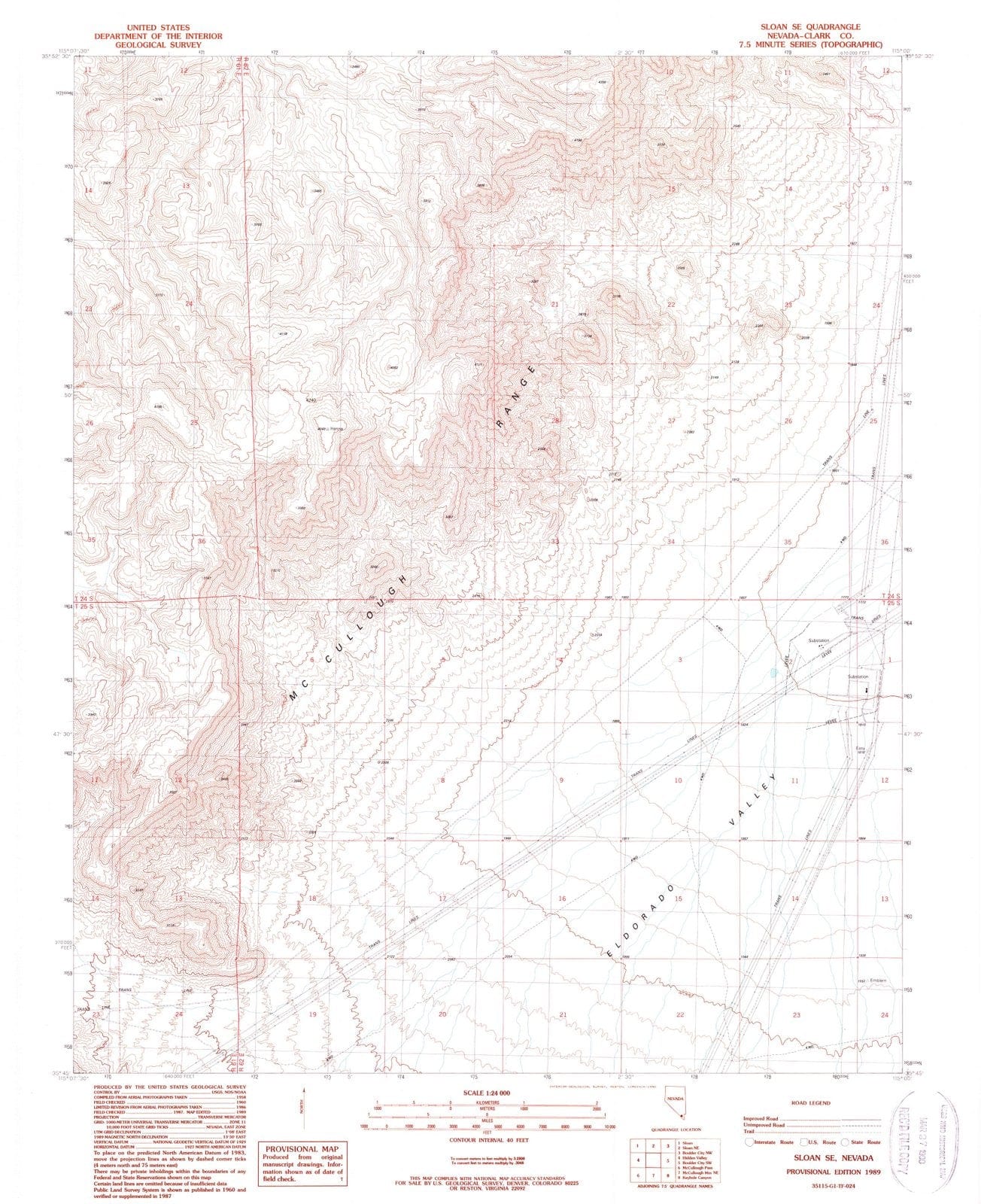 1989 Sloan, NV - Nevada - USGS Topographic Map v2