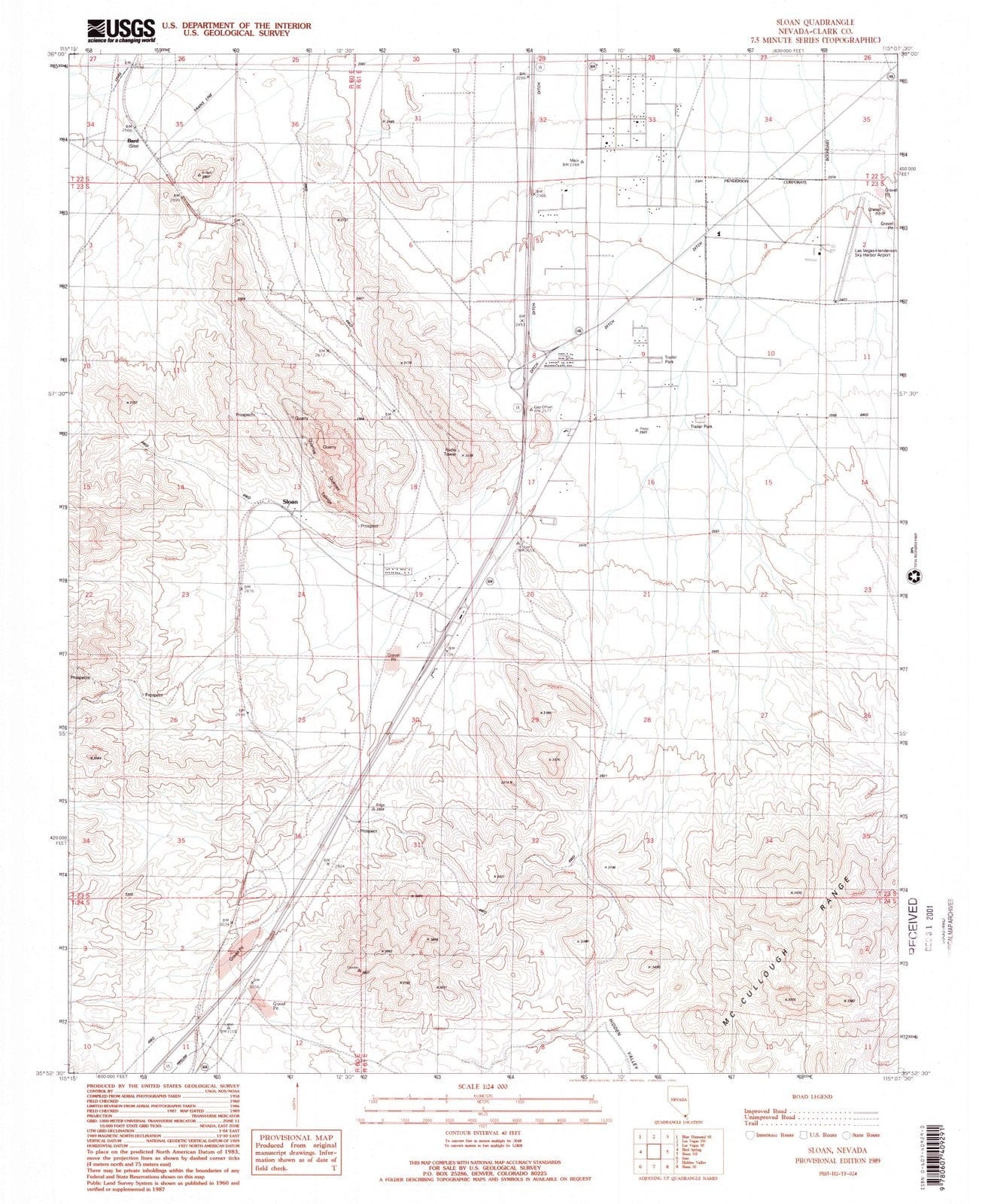 1989 Sloan, NV - Nevada - USGS Topographic Map v3