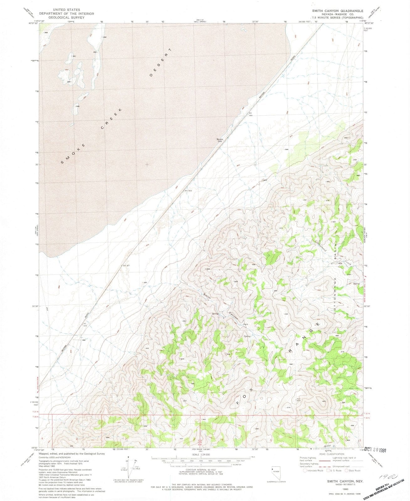 1980 Smith Canyon, NV - Nevada - USGS Topographic Map