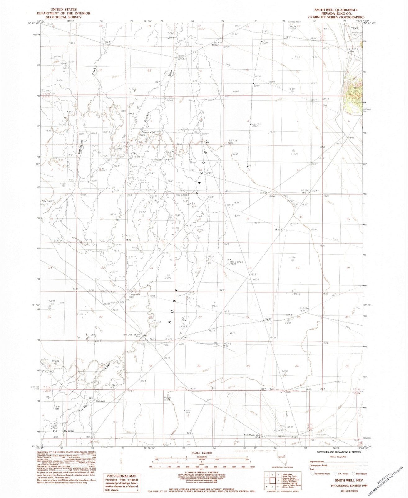 1984 Smith Well, NV - Nevada - USGS Topographic Map