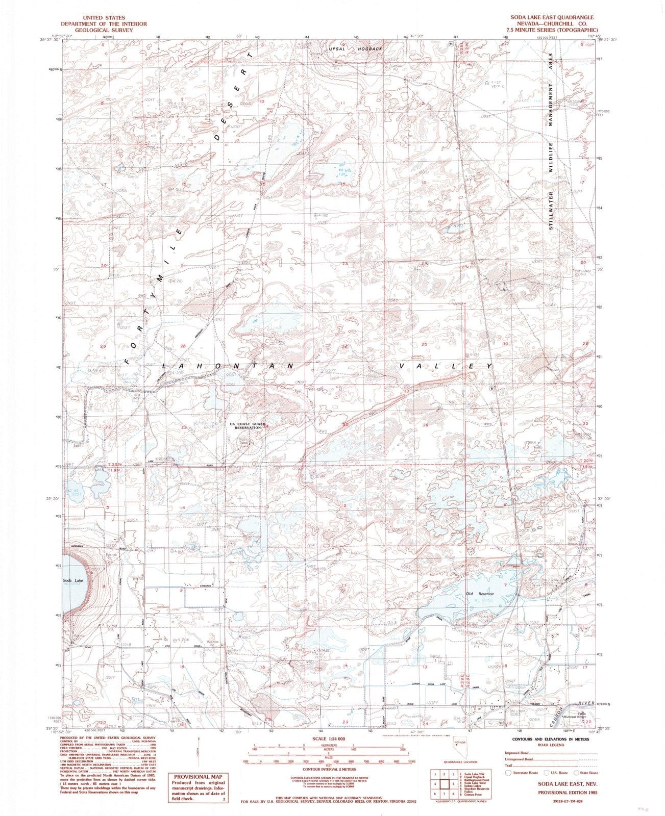 1985 Soda Lake East, NV - Nevada - USGS Topographic Map