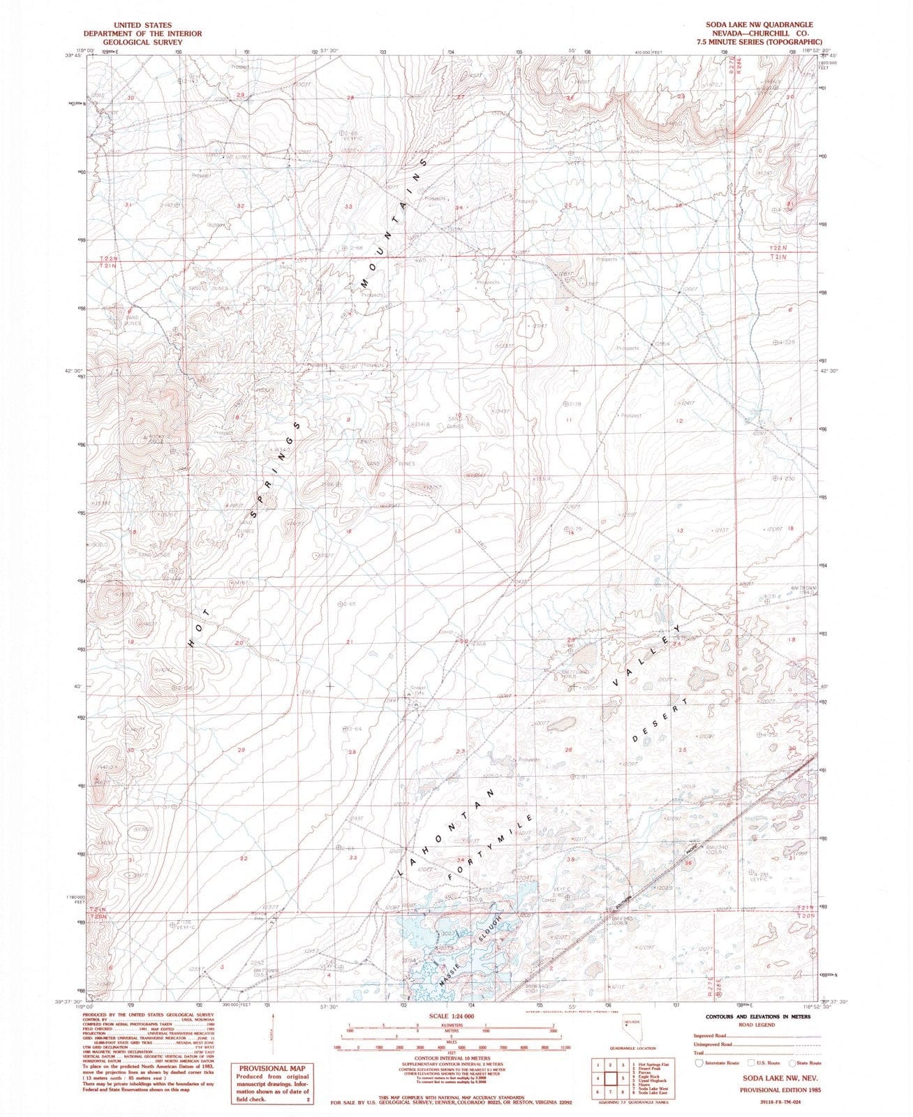 1985 Soda Lake, NV - Nevada - USGS Topographic Map