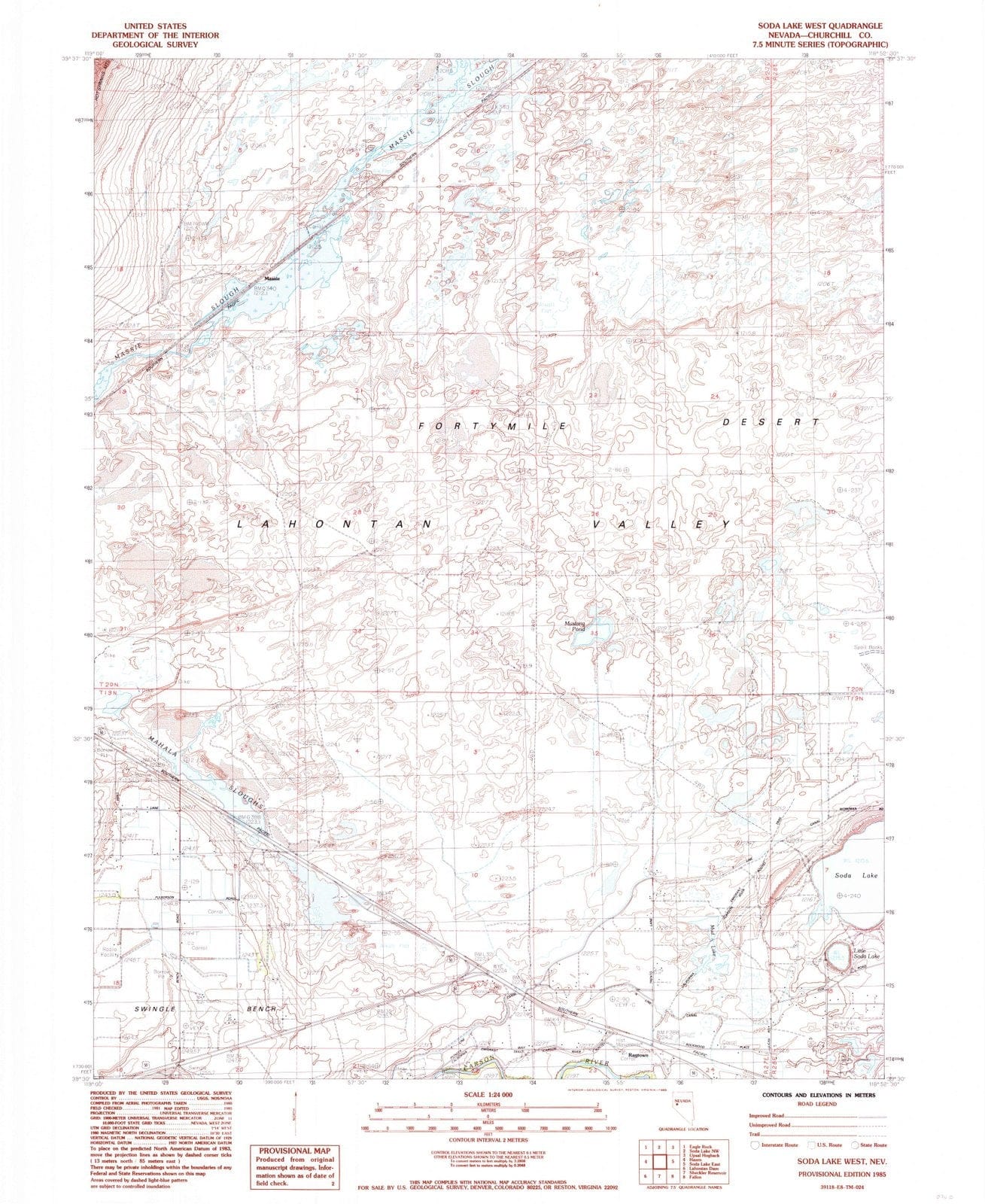 1985 Soda Lake West, NV - Nevada - USGS Topographic Map