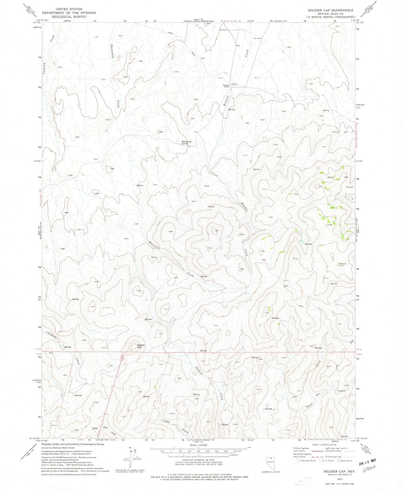 1974 Soldier Cap, NV - Nevada - USGS Topographic Map
