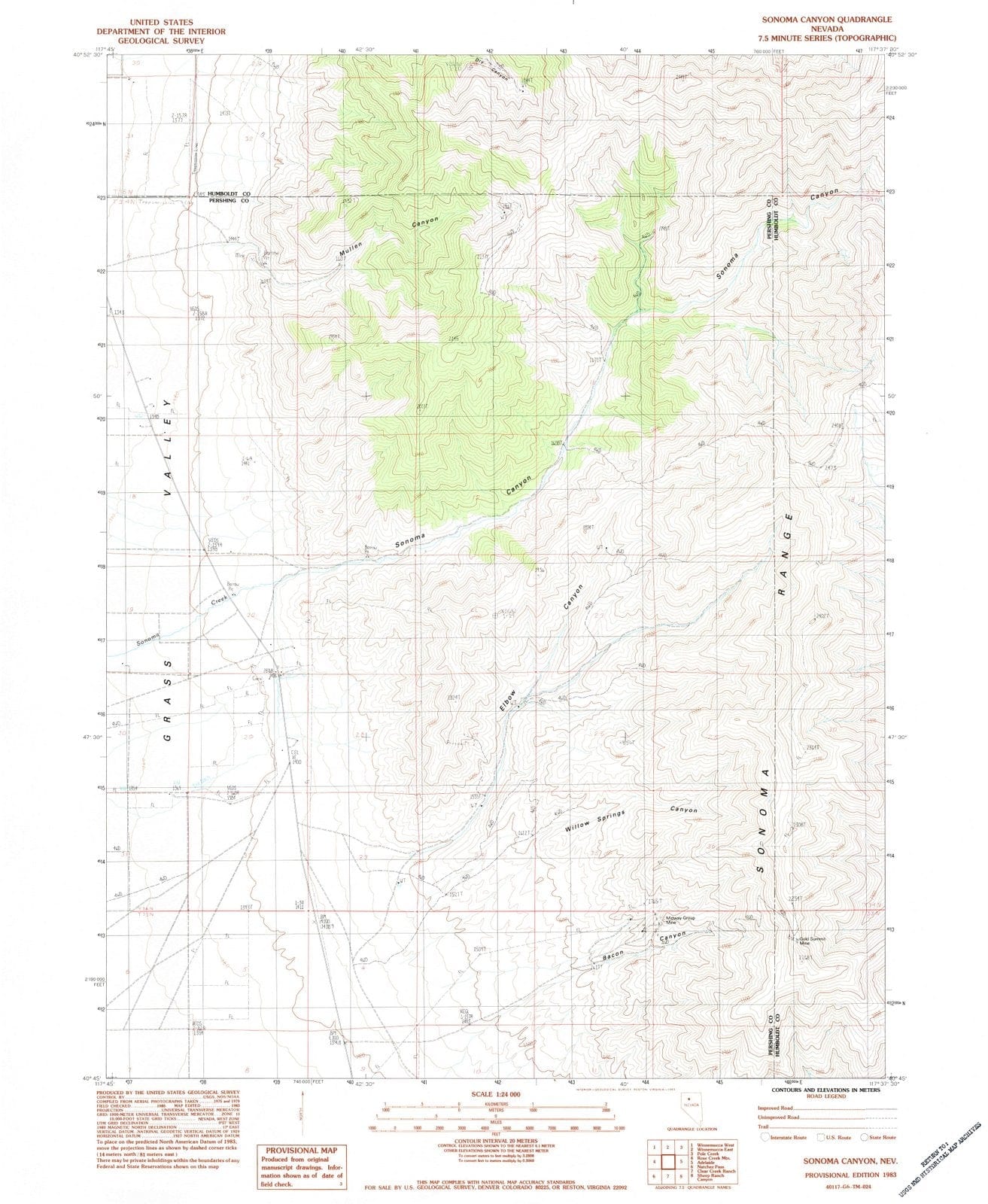1983 Sonoma Canyon, NV - Nevada - USGS Topographic Map