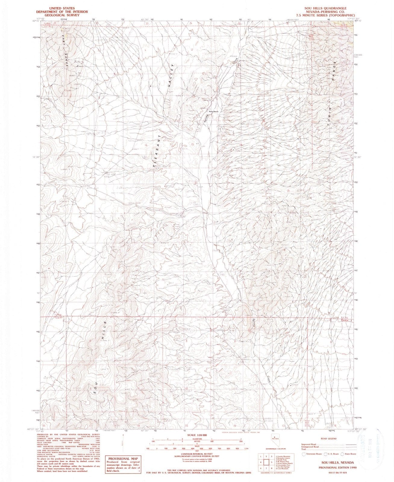 1990 Sou Hills, NV - Nevada - USGS Topographic Map