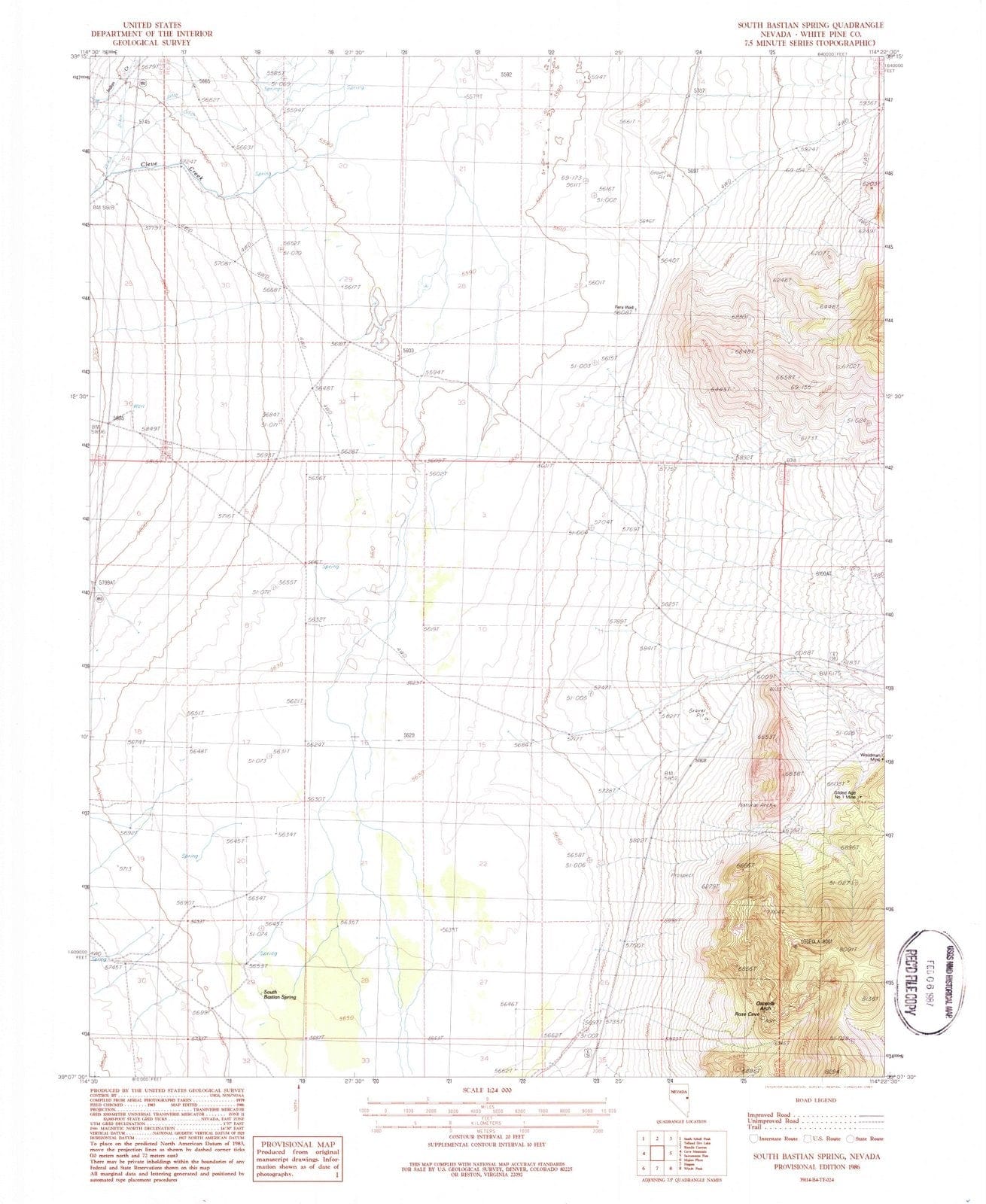 1986 South Bastian Spring, NV - Nevada - USGS Topographic Map