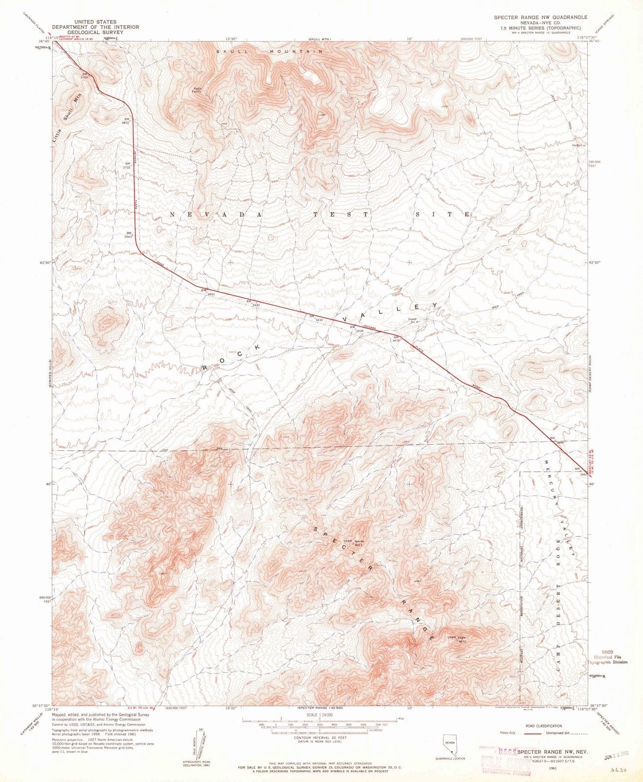 1961 Specter Range, NV - Nevada - USGS Topographic Map