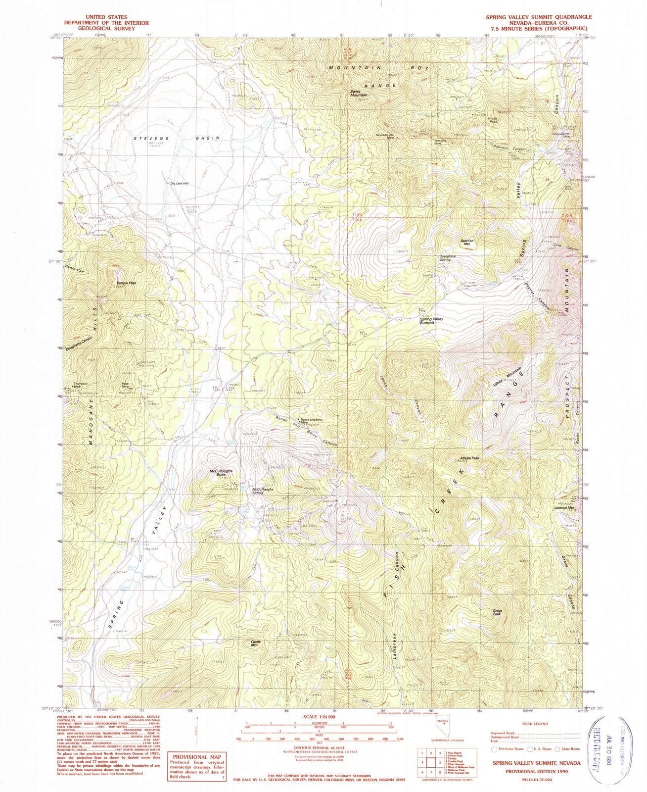 1990 Spring Valley Summit, NV - Nevada - USGS Topographic Map