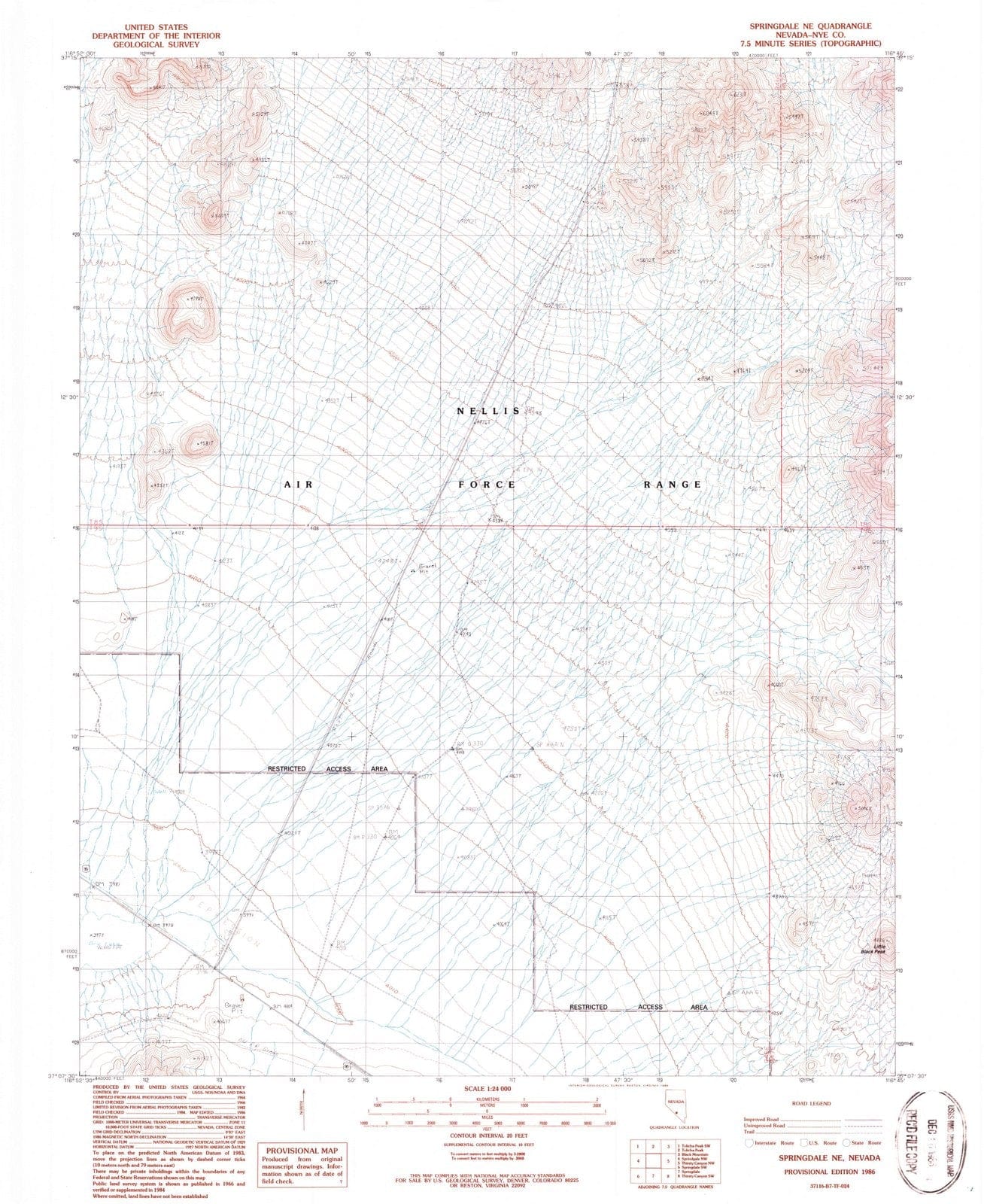 1986 Springdale, NV - Nevada - USGS Topographic Map