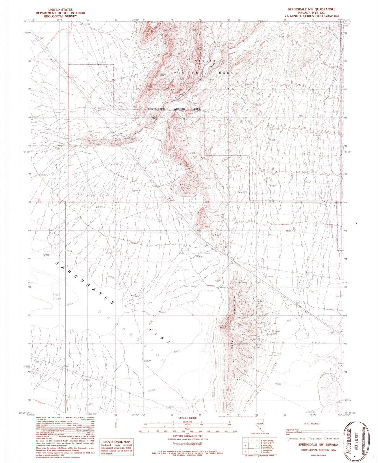 1986 Springdale, NV - Nevada - USGS Topographic Map v2