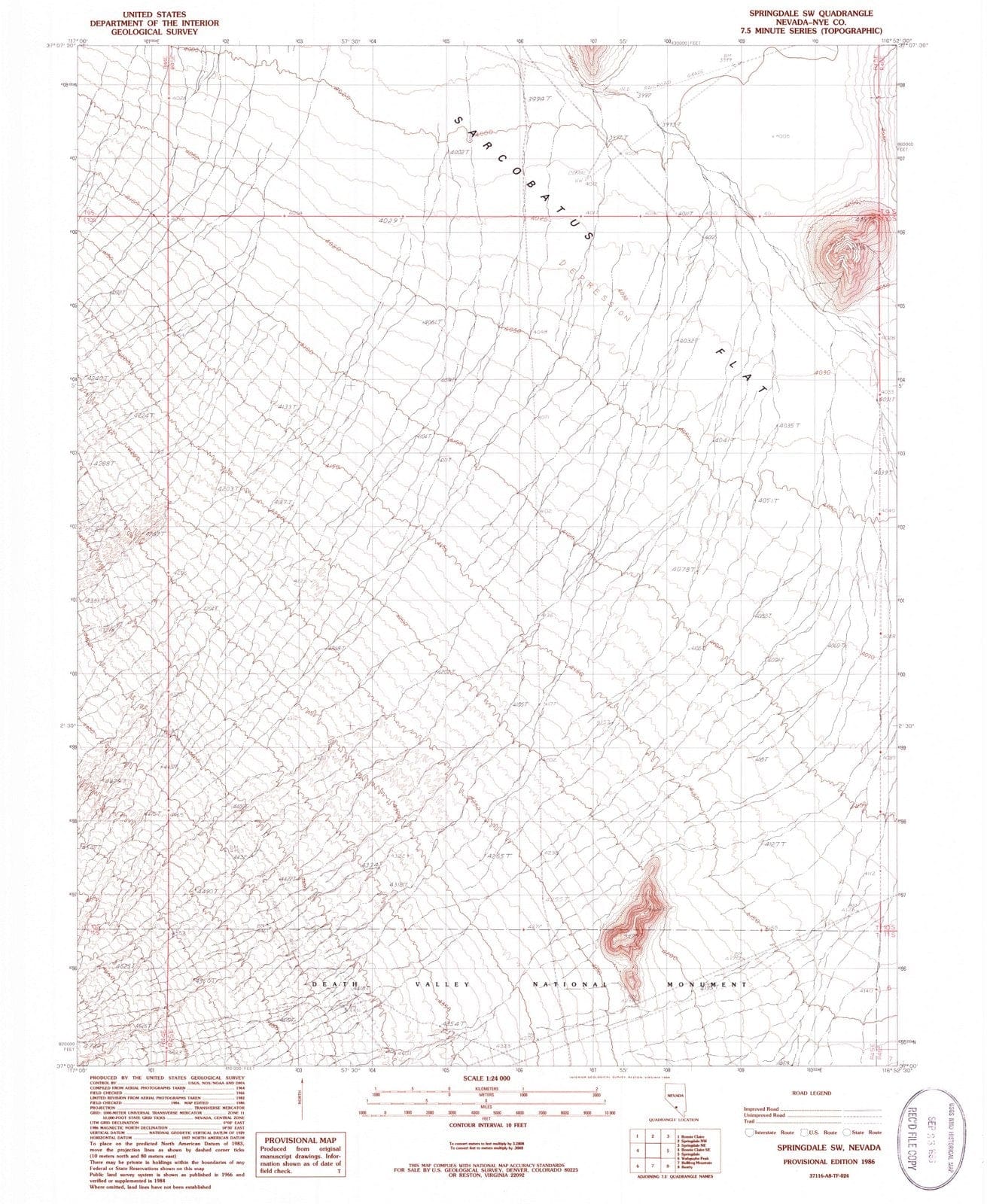 1986 Springdale, NV - Nevada - USGS Topographic Map v3