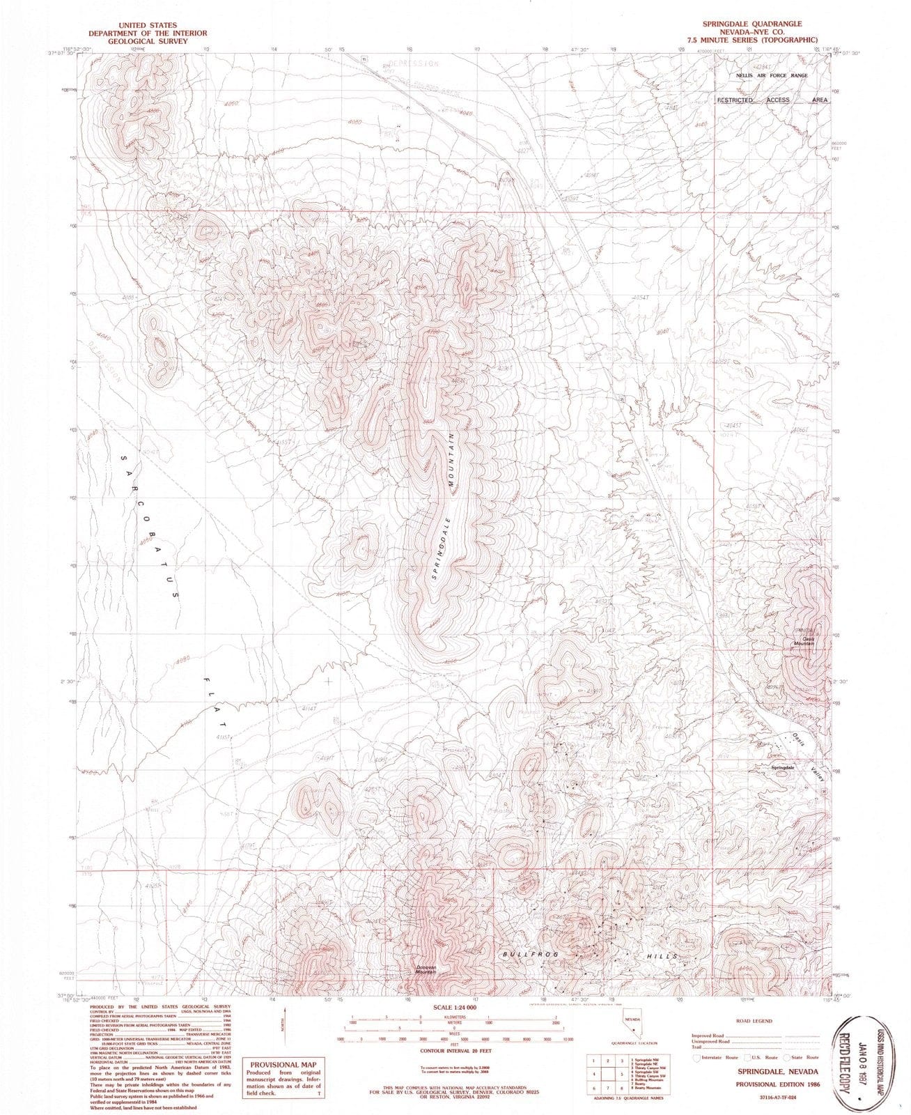 1986 Springdale, NV - Nevada - USGS Topographic Map v4