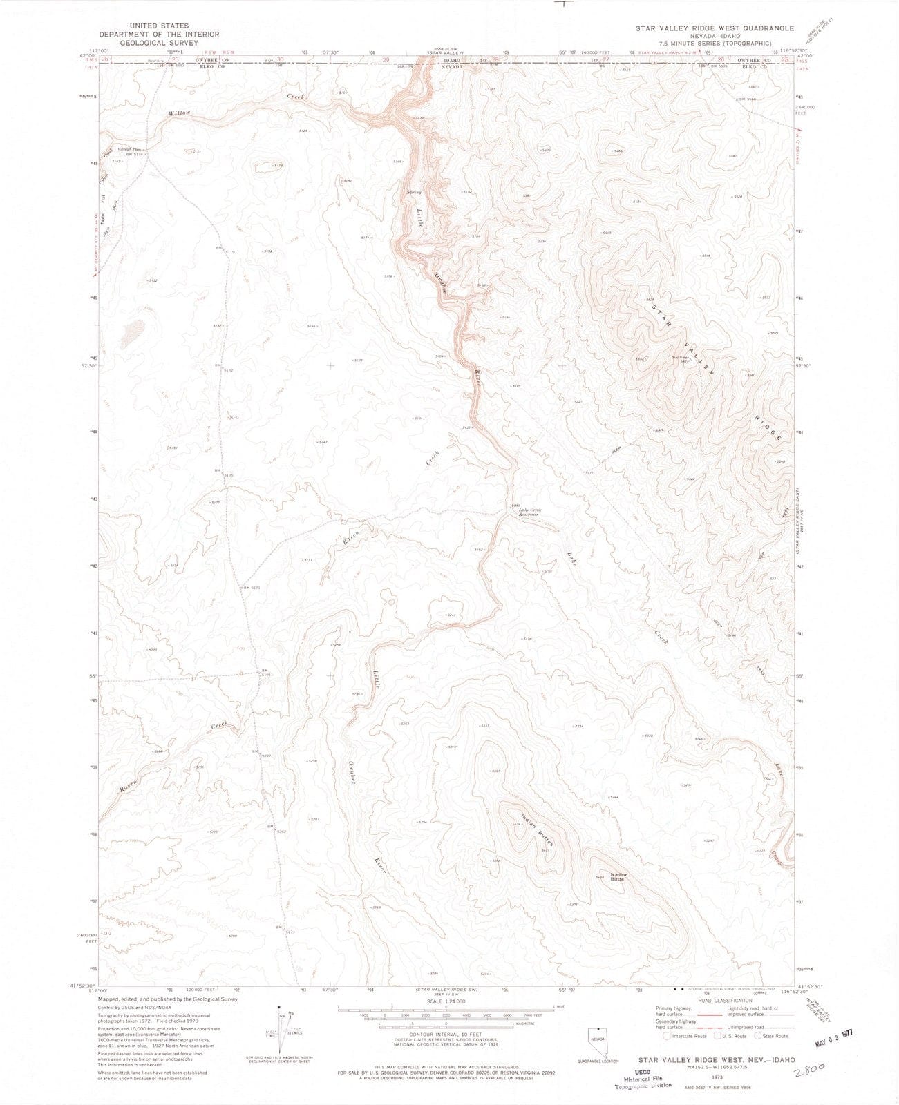 1973 Star Valley Ridge West, NV - Nevada - USGS Topographic Map