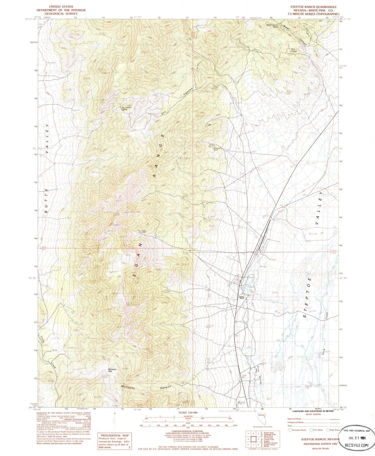 1982 Steptoe Ranch, NV - Nevada - USGS Topographic Map