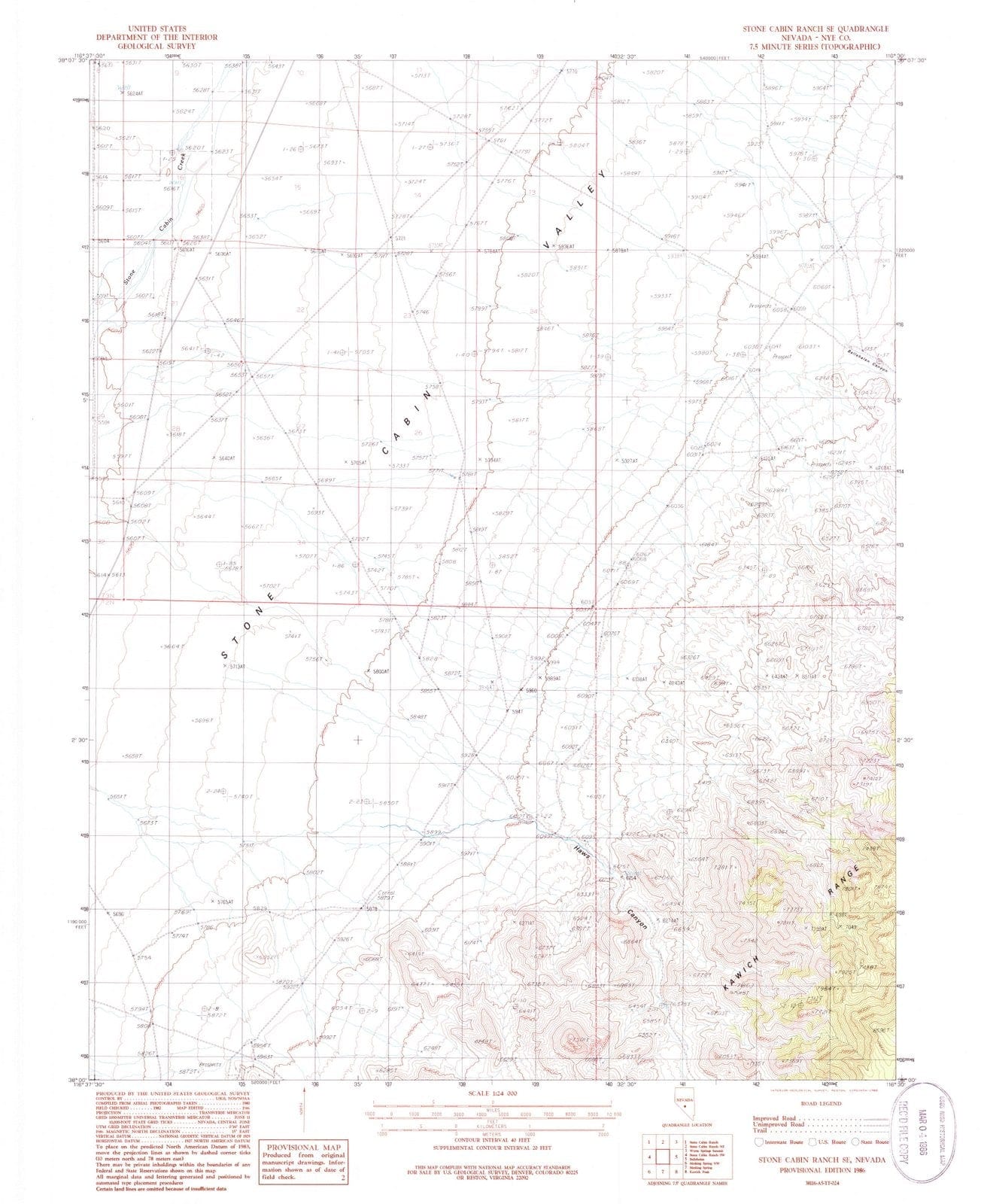 1986 Stone Cabin Ranch, NV - Nevada - USGS Topographic Map v2
