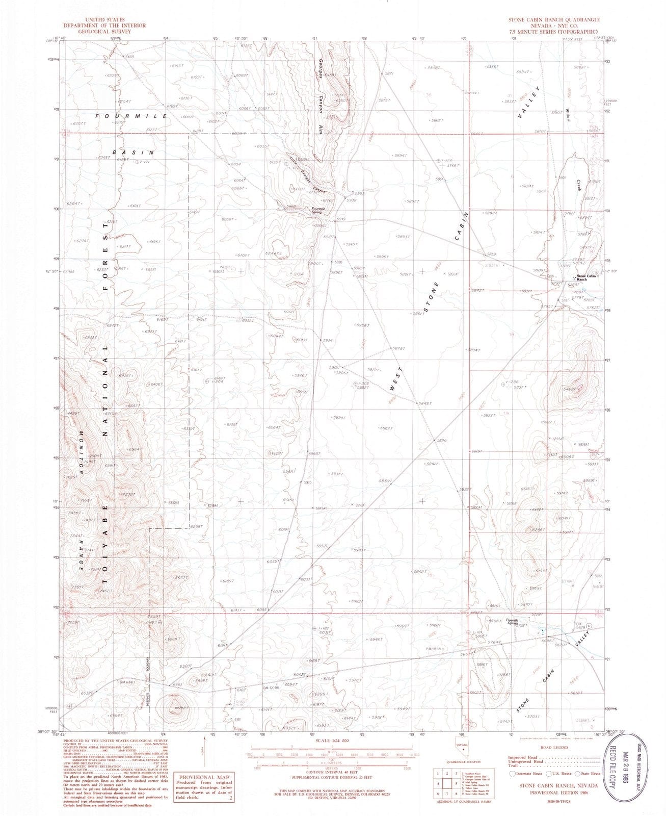 1986 Stone Cabin Ranch, NV - Nevada - USGS Topographic Map v4