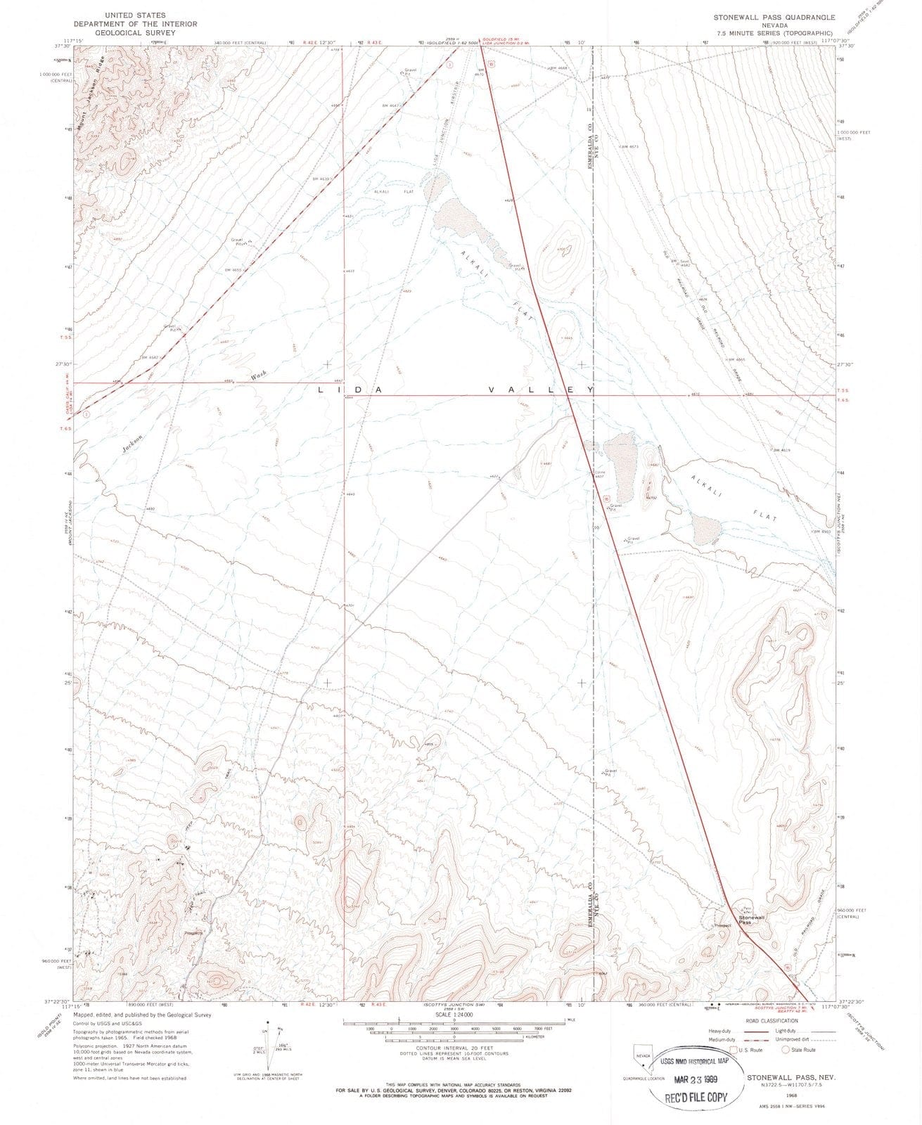 1968 Stonewall Pass, NV - Nevada - USGS Topographic Map