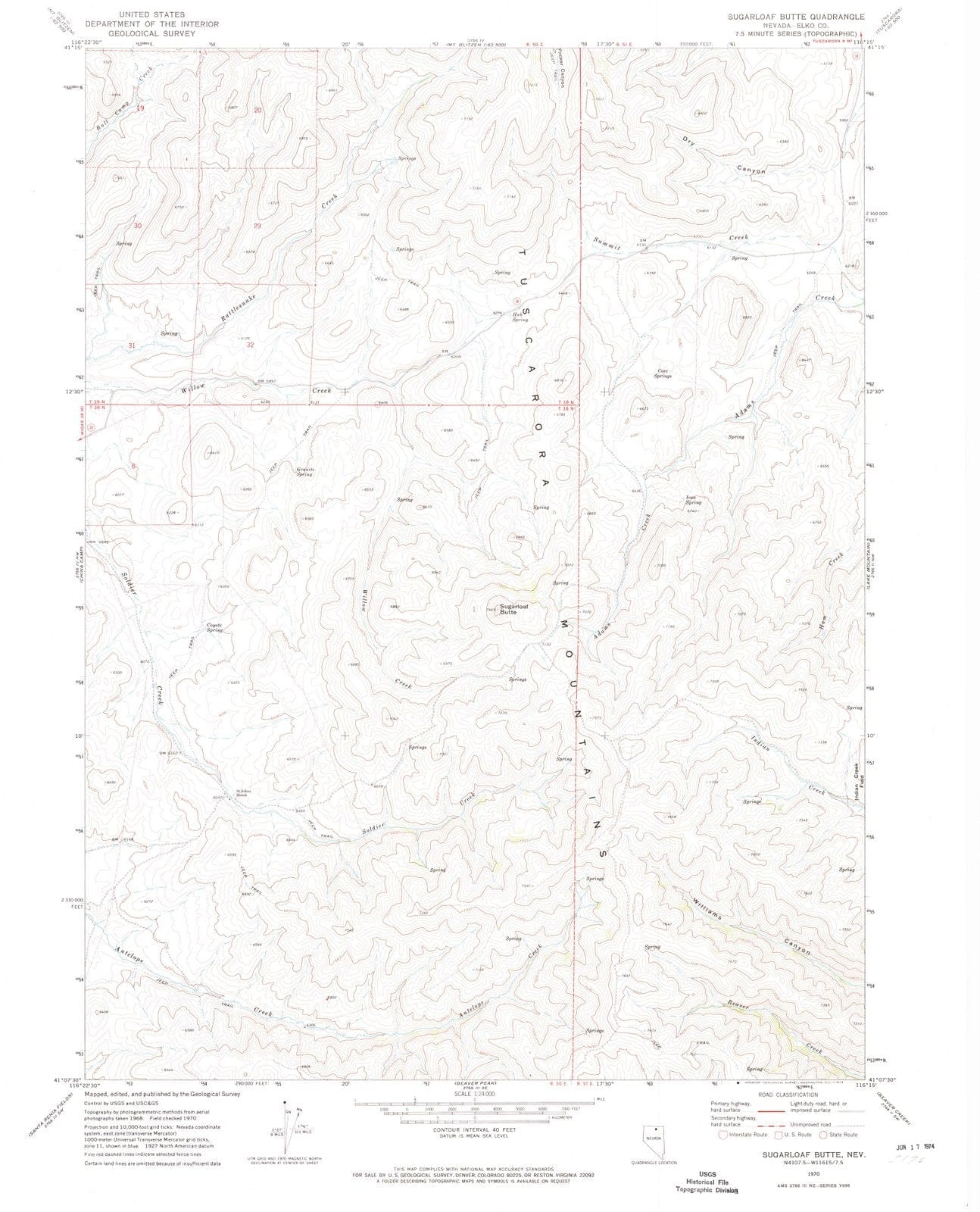 1970 Sugarloaf Butte, NV - Nevada - USGS Topographic Map