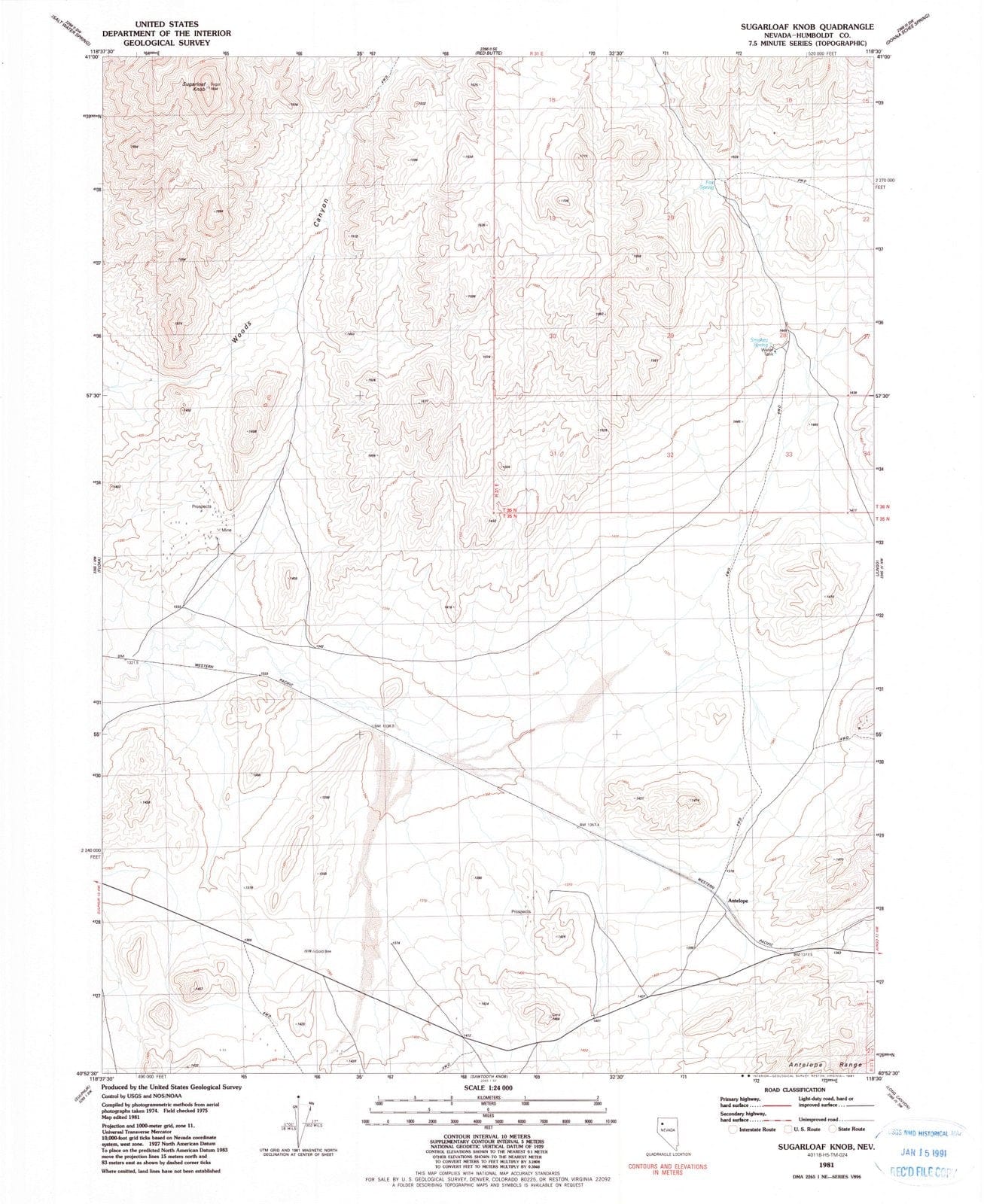 1981 Sugarloaf Knob, NV - Nevada - USGS Topographic Map