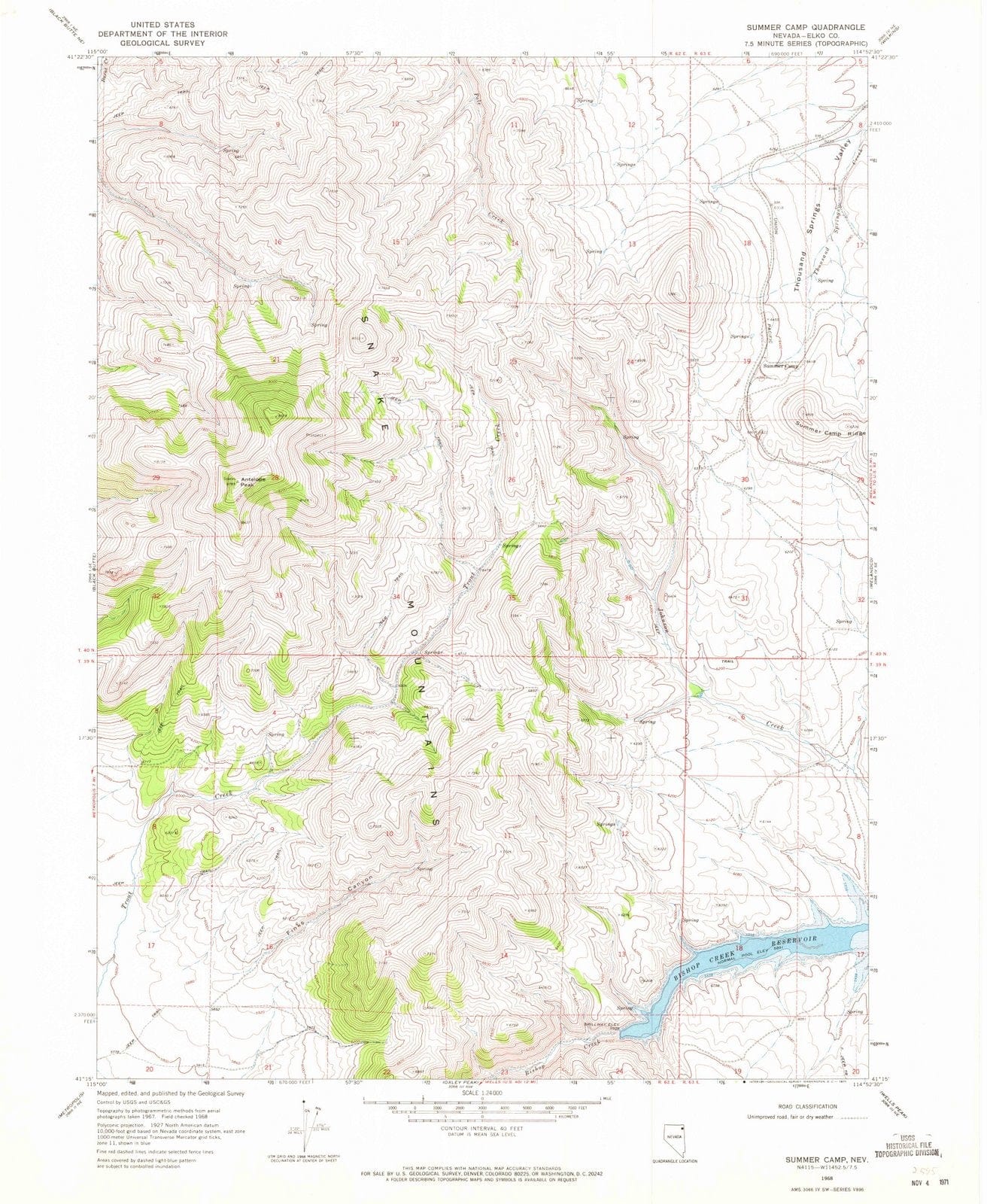 1968 Summer Camp, NV - Nevada - USGS Topographic Map