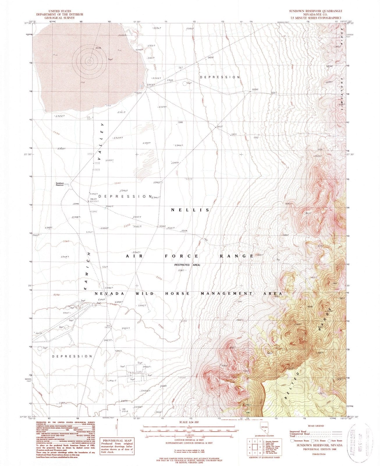 1988 Sundown Reservoir, NV - Nevada - USGS Topographic Map