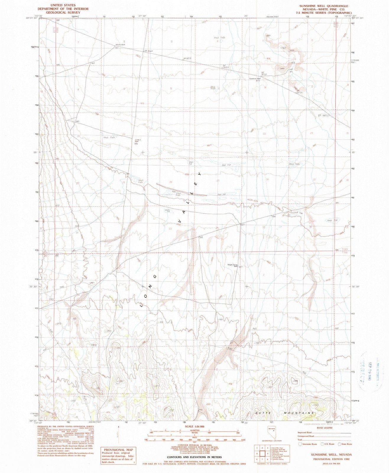 1982 Sunshine Well, NV - Nevada - USGS Topographic Map v2