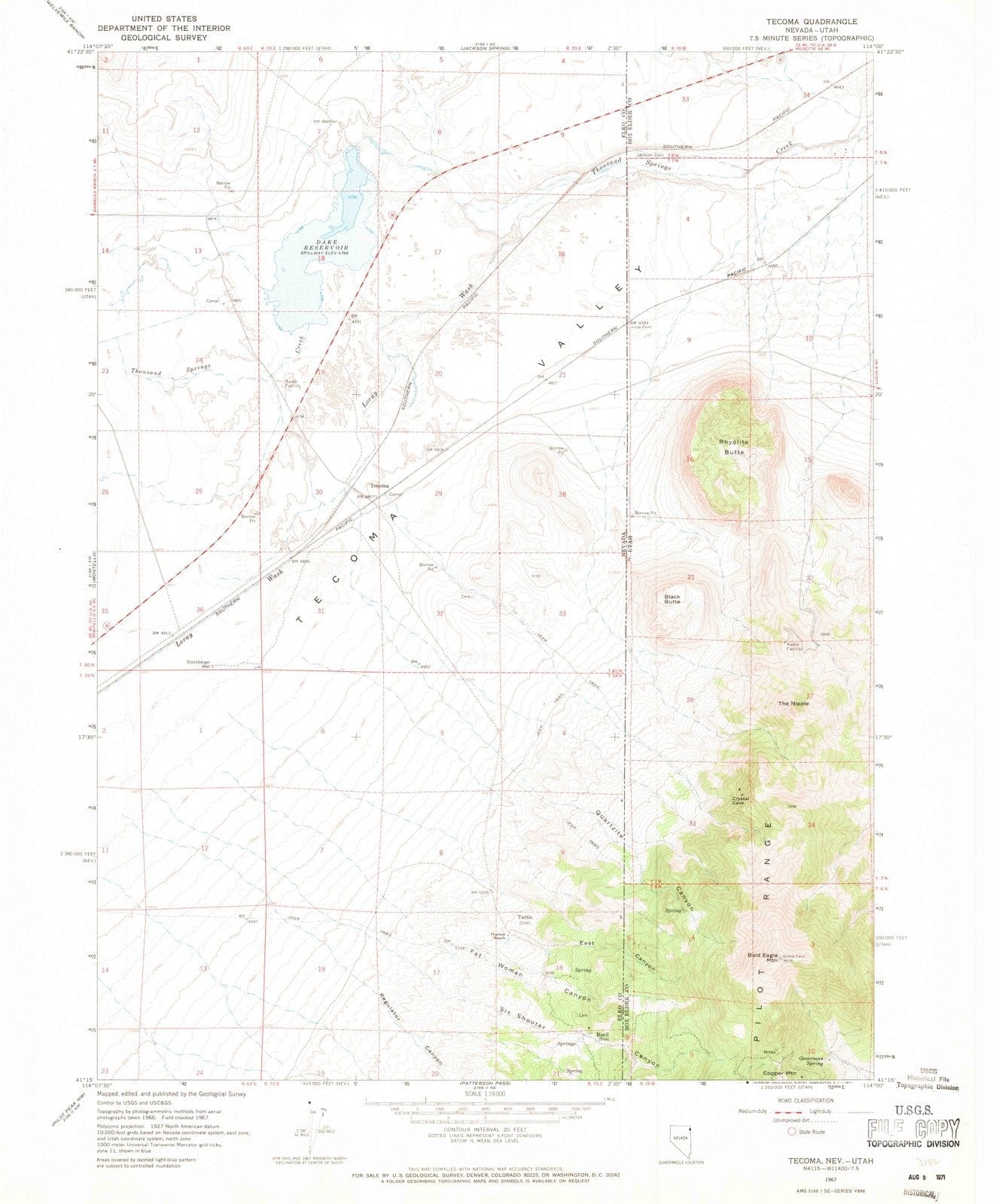 1967 Tecoma, NV - Nevada - USGS Topographic Map