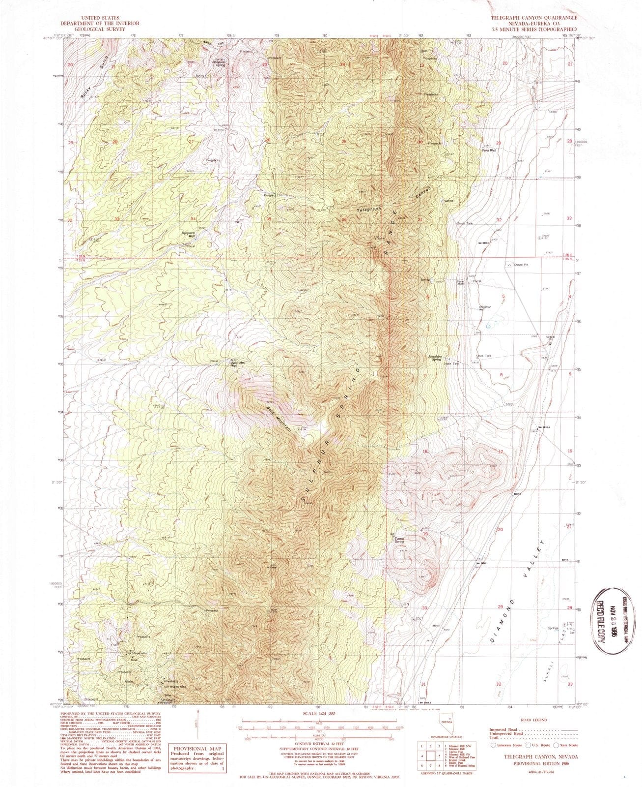 1986 Telegraph Canyon, NV - Nevada - USGS Topographic Map