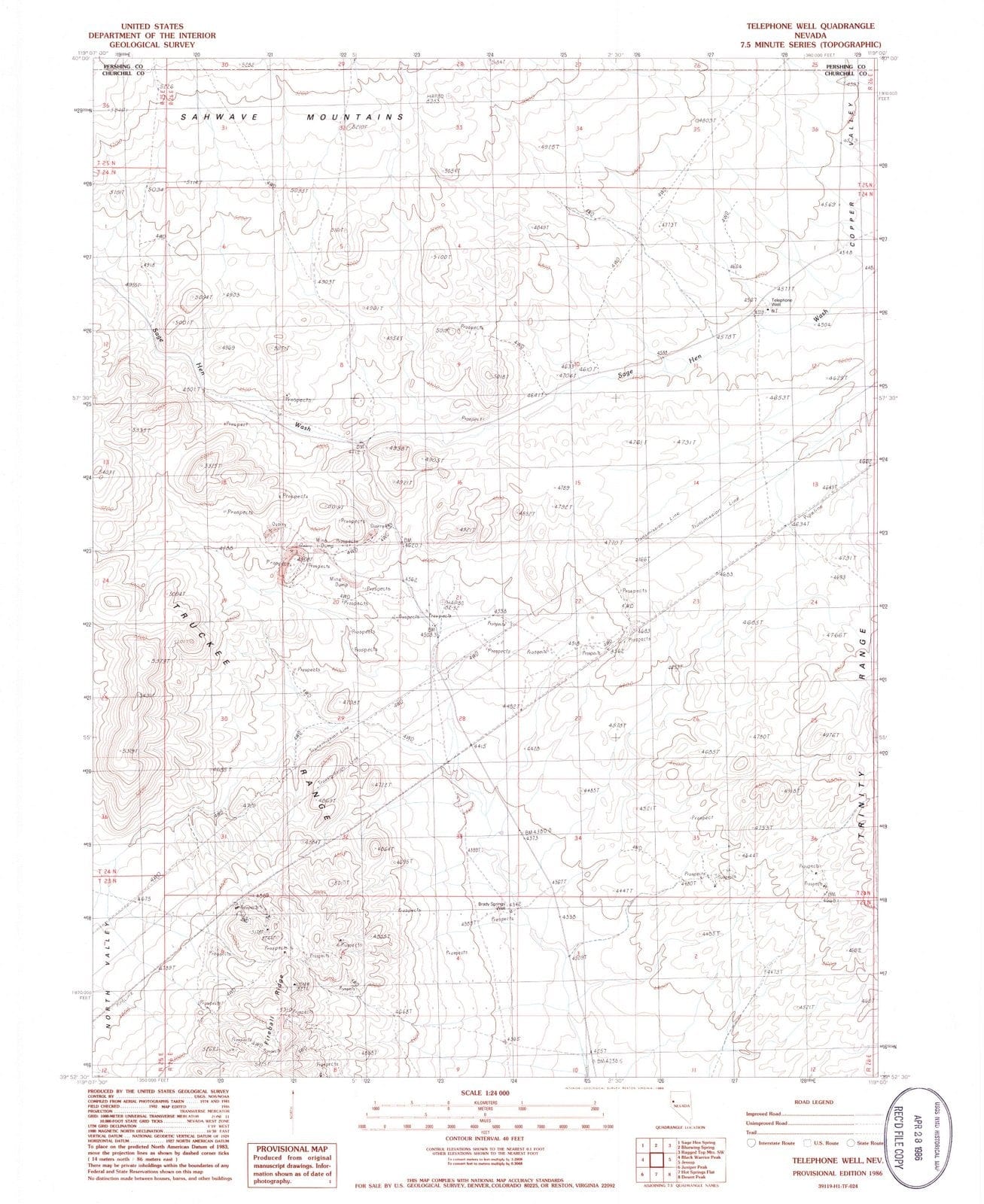 1986 Telephone Well, NV - Nevada - USGS Topographic Map